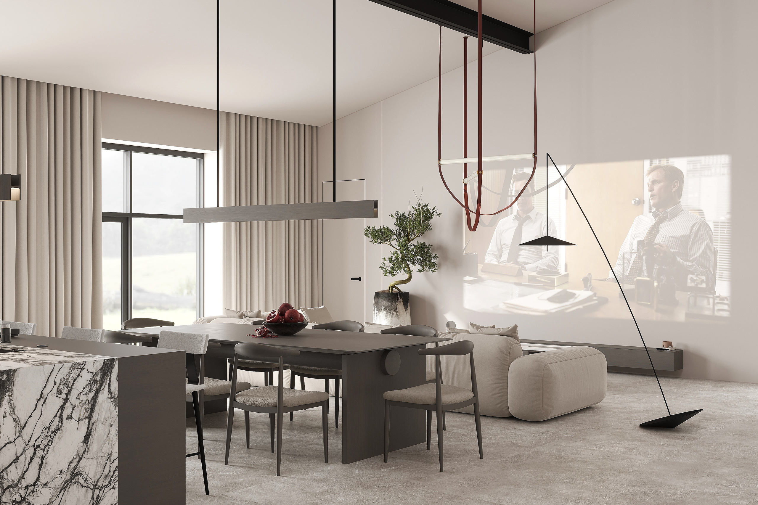 3д визуализация, гостиной 56 м². Ксения. 3D‑визуализатор