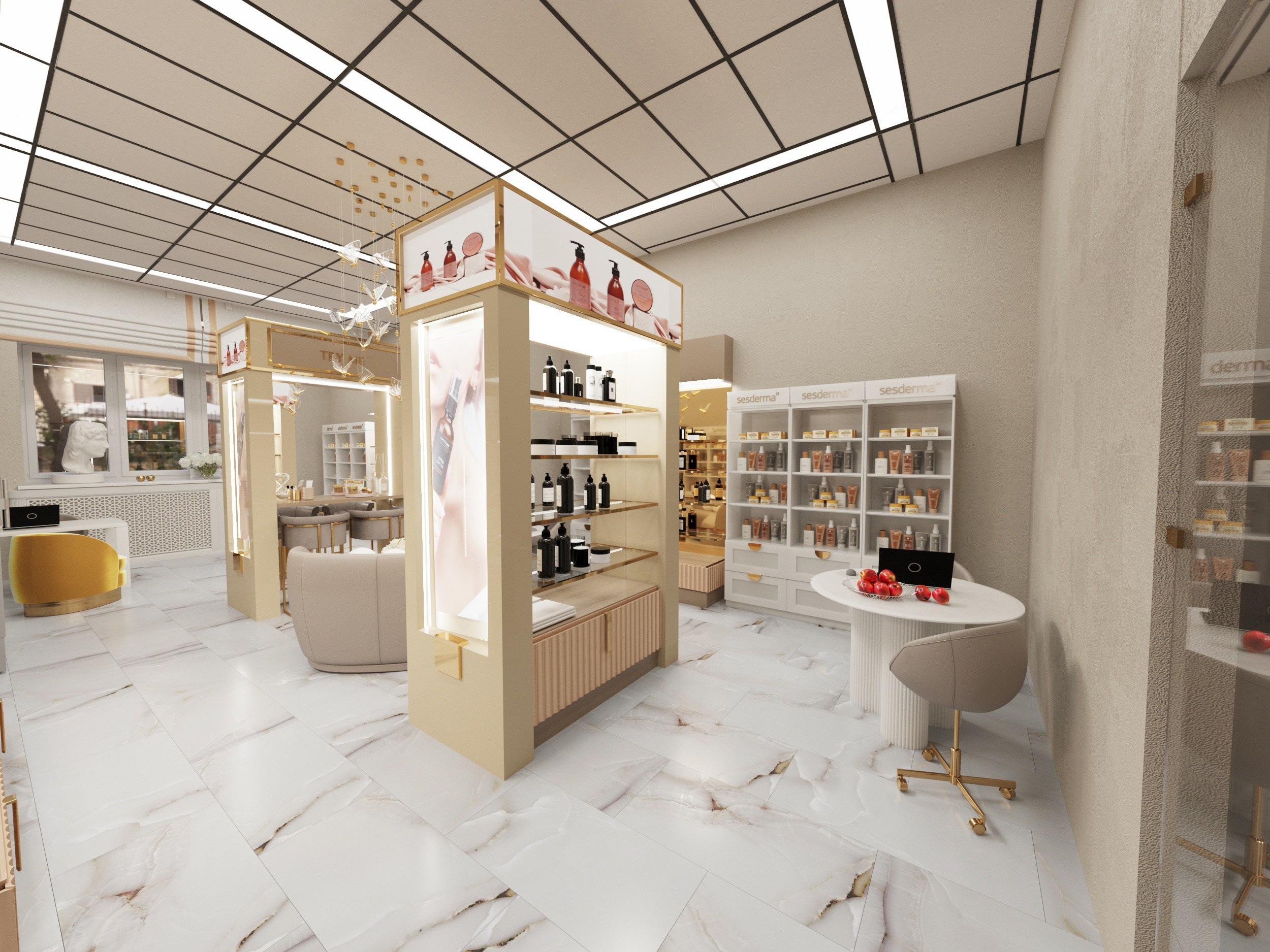 Проект Косметологического центра в старинном здании Екатеринбурга. Интерьерный дизайнер и художник. Локация в г. Екатеринбурге беру проекты в разных странах