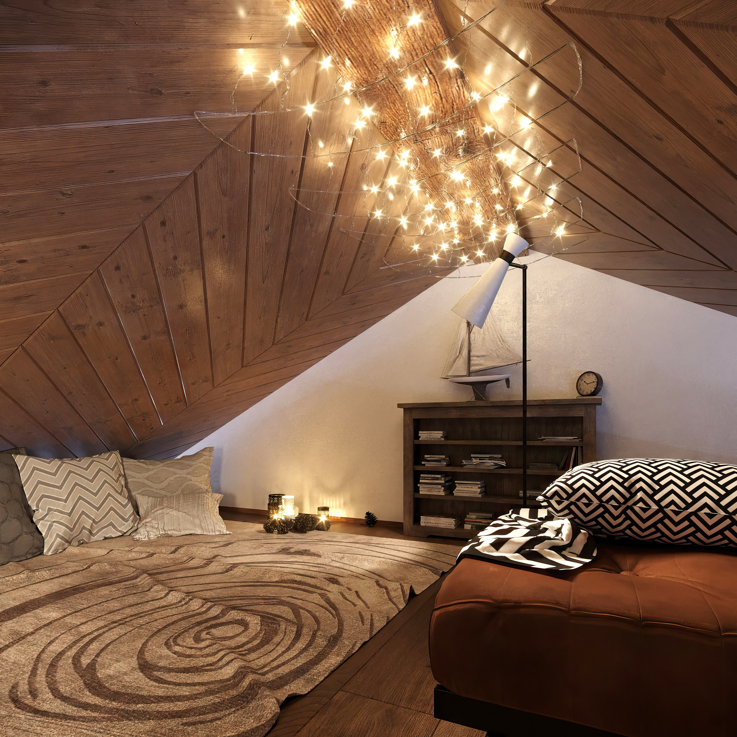 Countryside Cottage — Interior Design with Natural Materials. 3D INTERIOR AND ARCHITECTURE VISUALIZATION