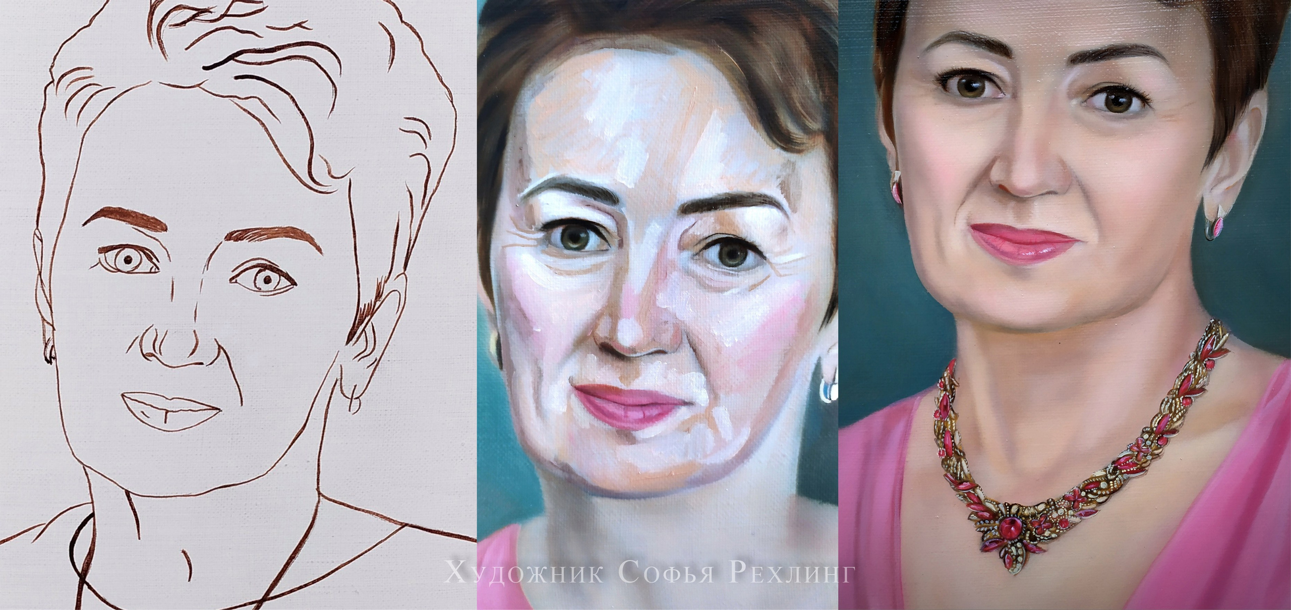 Процесс написания портрета маслом