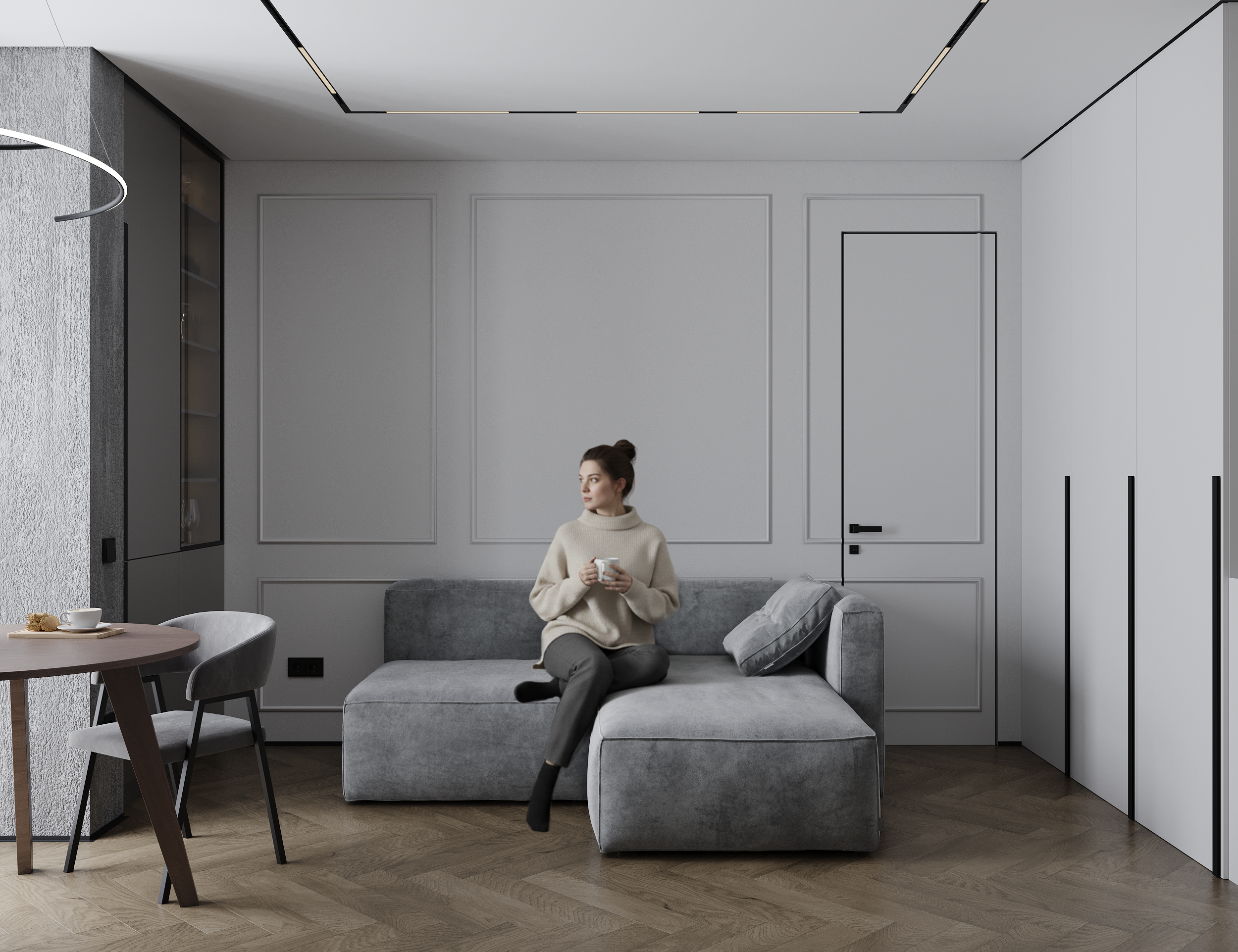 Muted Elegance Apartment. Dissirra — интерьерные 3D-визуализации. Фотореалистичные рендеры для дизайнеров и студий