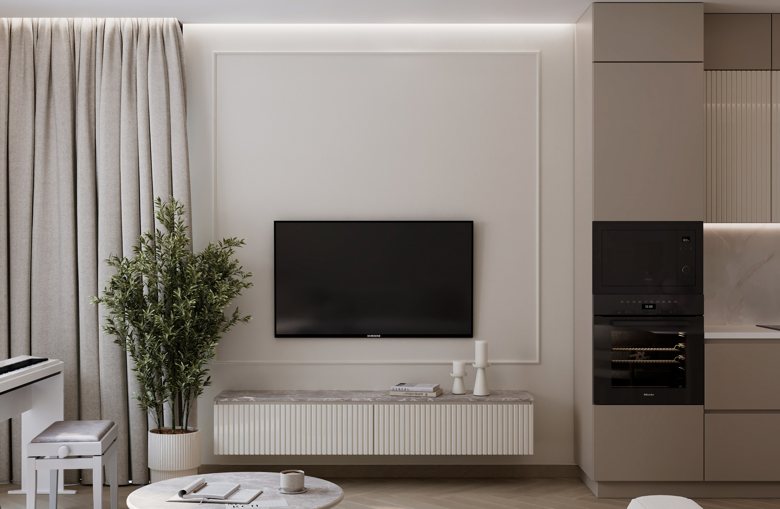 Кухня-гостиная 26 м². Заказать 3d визуализацию интерьеров — Дарья Веденёва