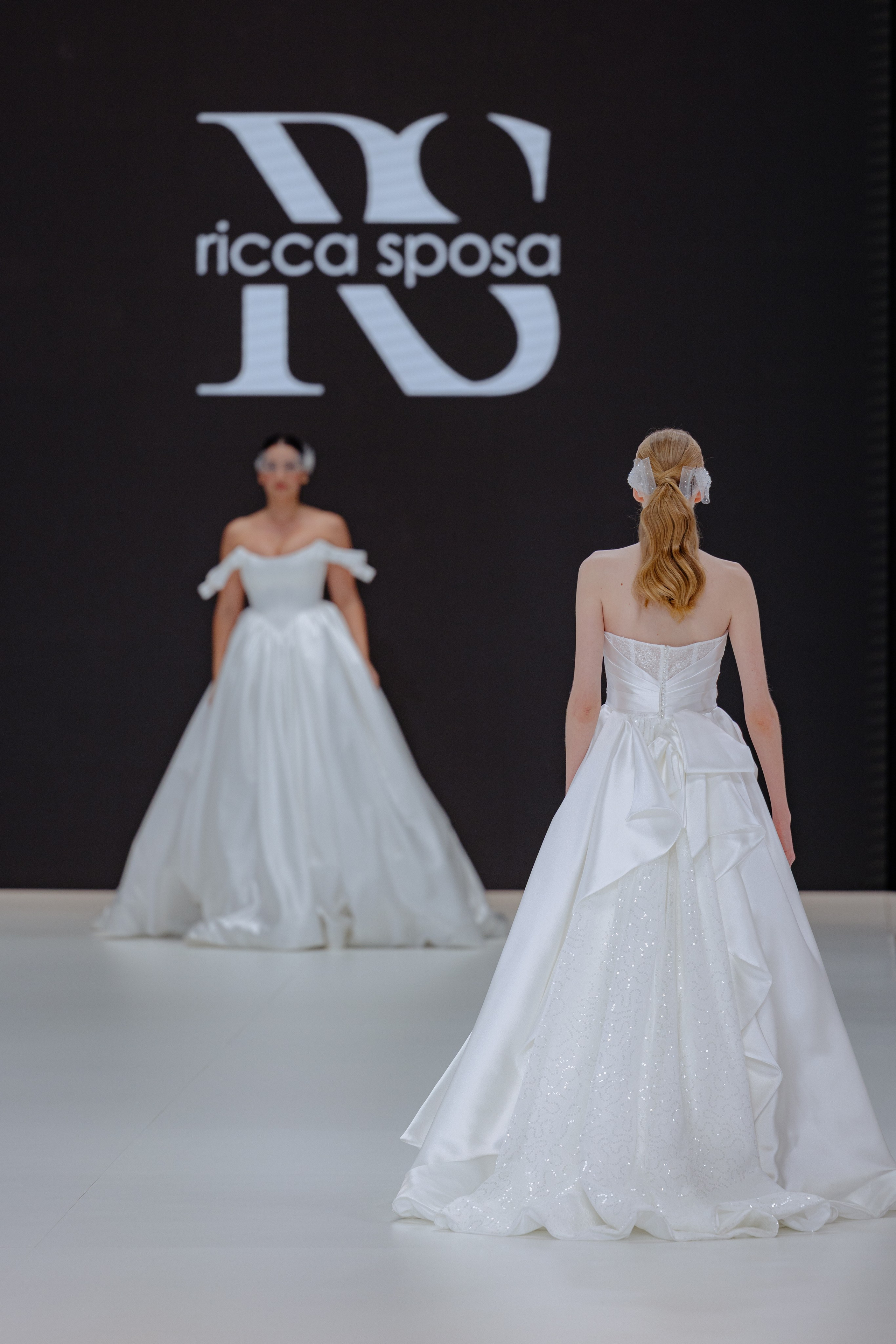 Close-up of embroidered bodice on couture wedding dress at BBFW