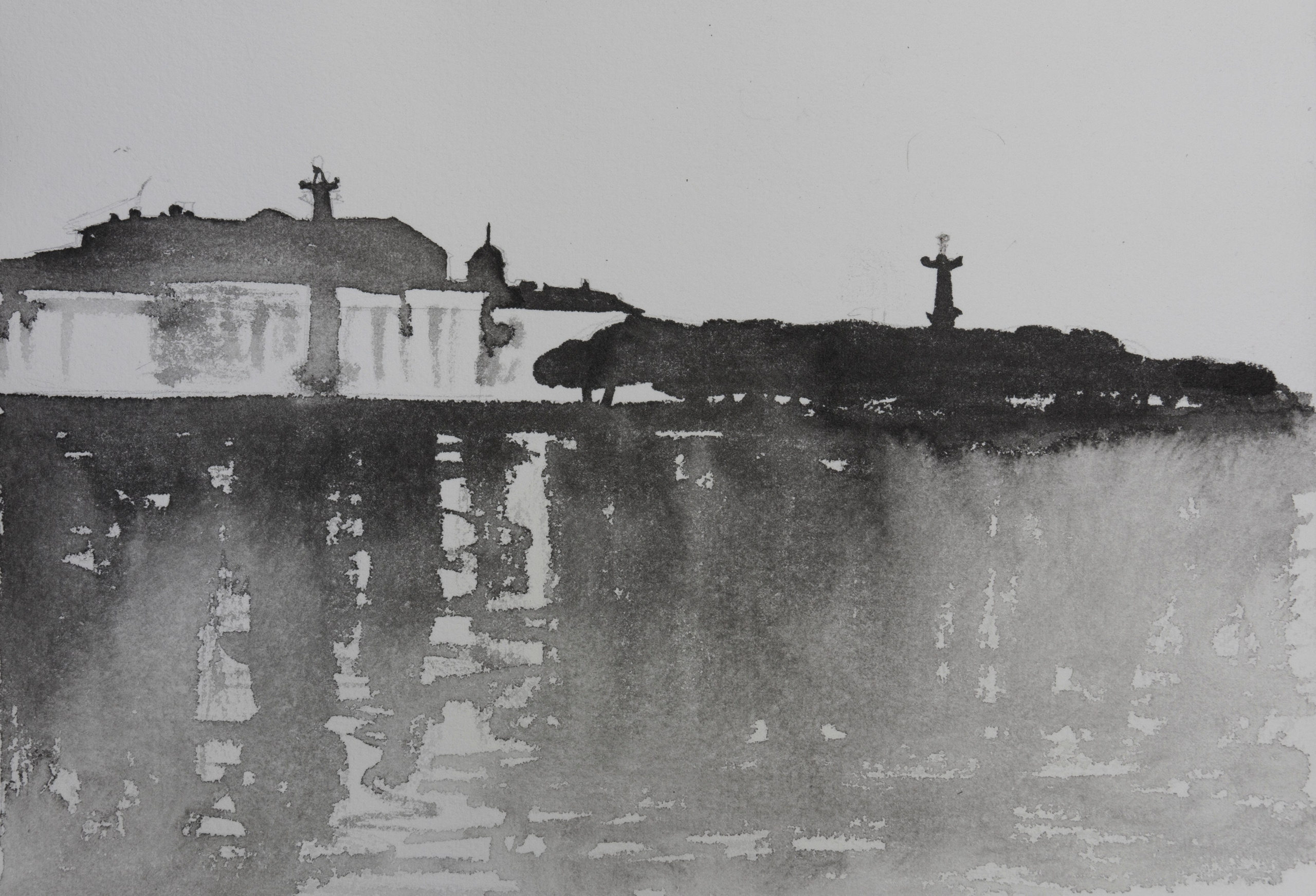 город, графика, черно-белый город, белые ночи, Петербург