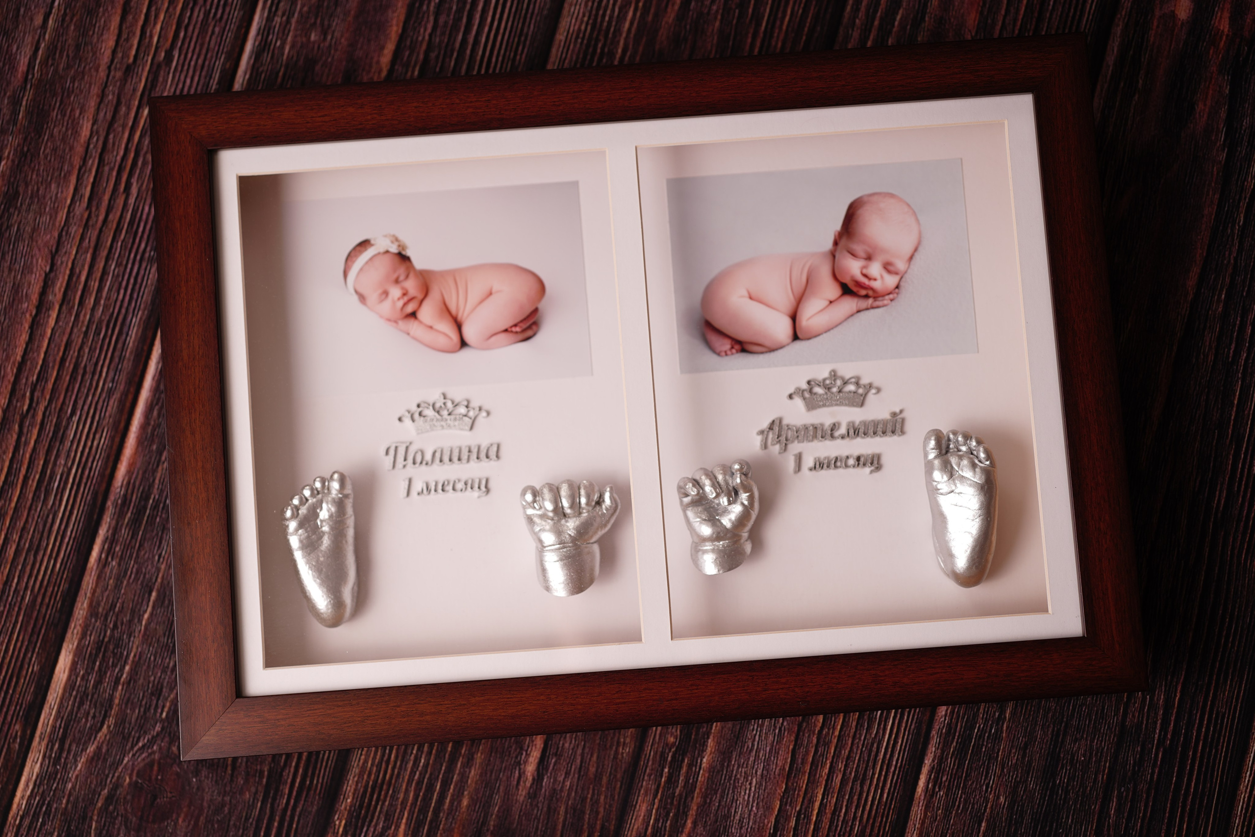 Сувенир в рамке — слепки ручек и ножек с фото ребёнка, Нижний Новгород