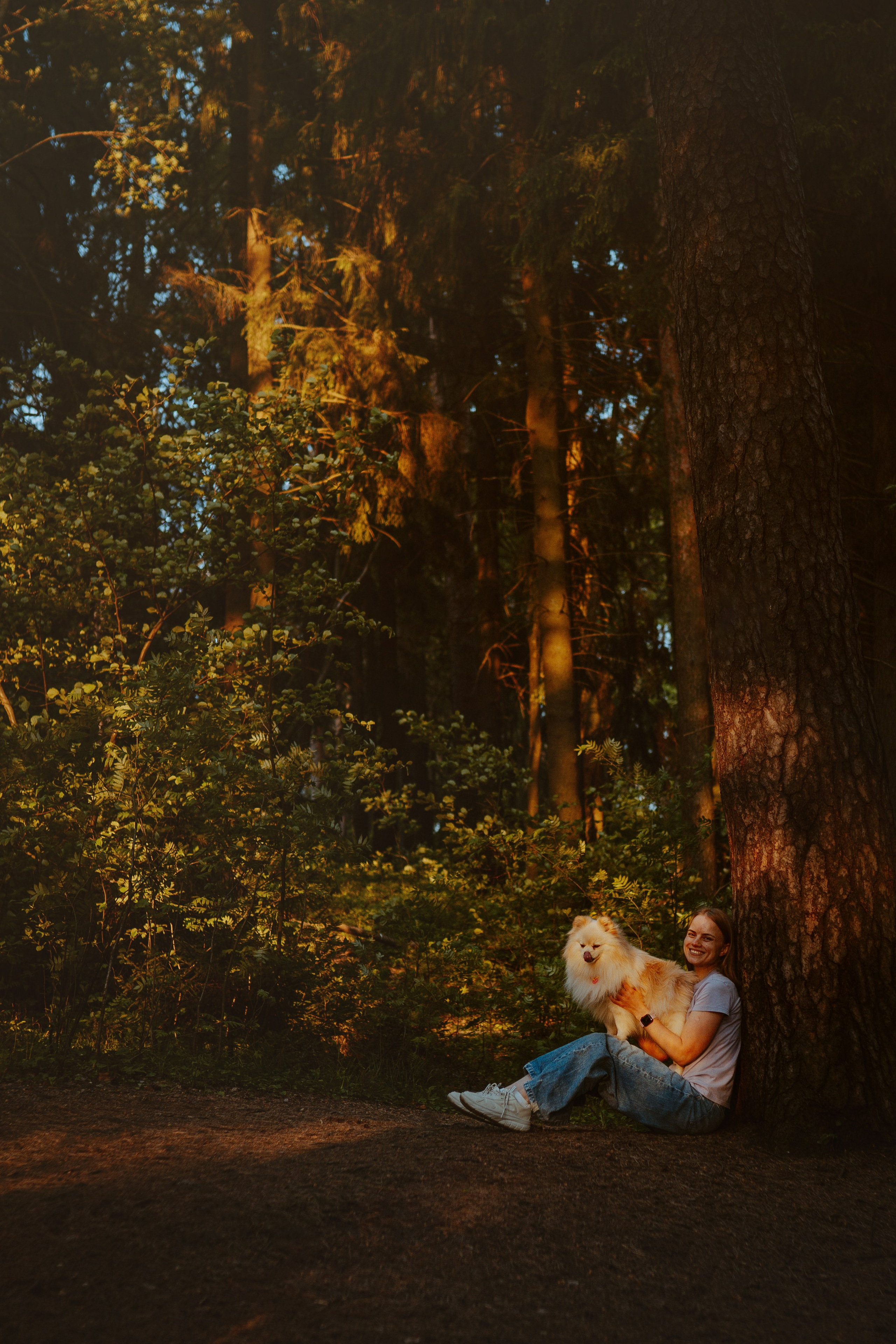 Фотосессия с собачкой в лесу. Фотограф анималист в Спб недорого Олеся Майорова