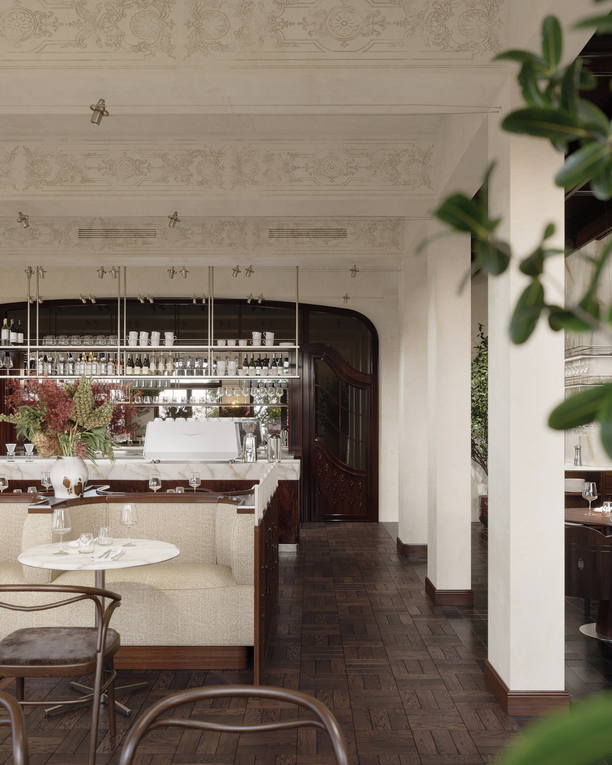 Restaurant in Moscow. Renders by TATYANA SHEVCHENKO