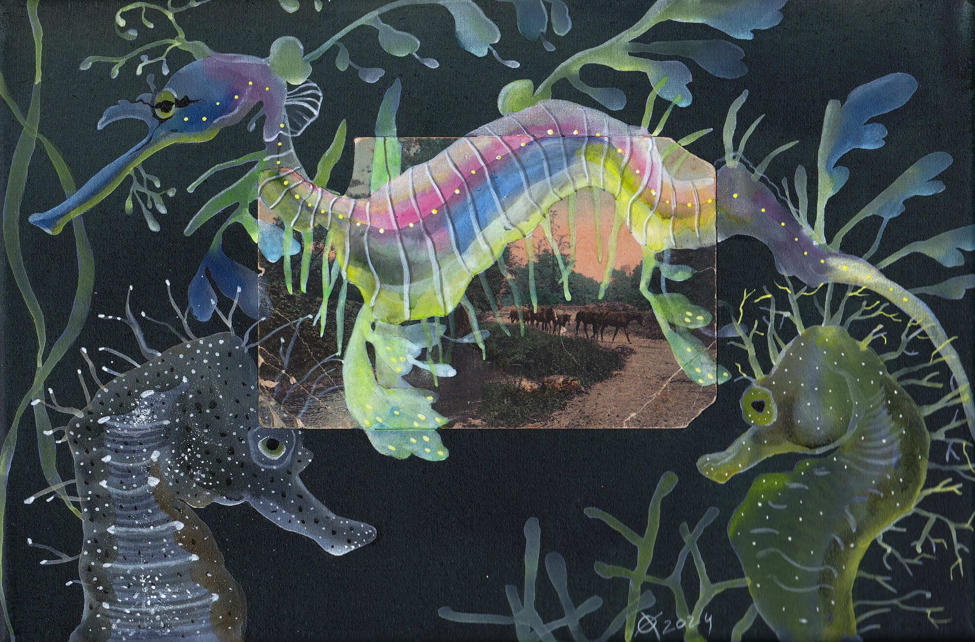 The herd, 20/30, mixed media on canvas, 2024