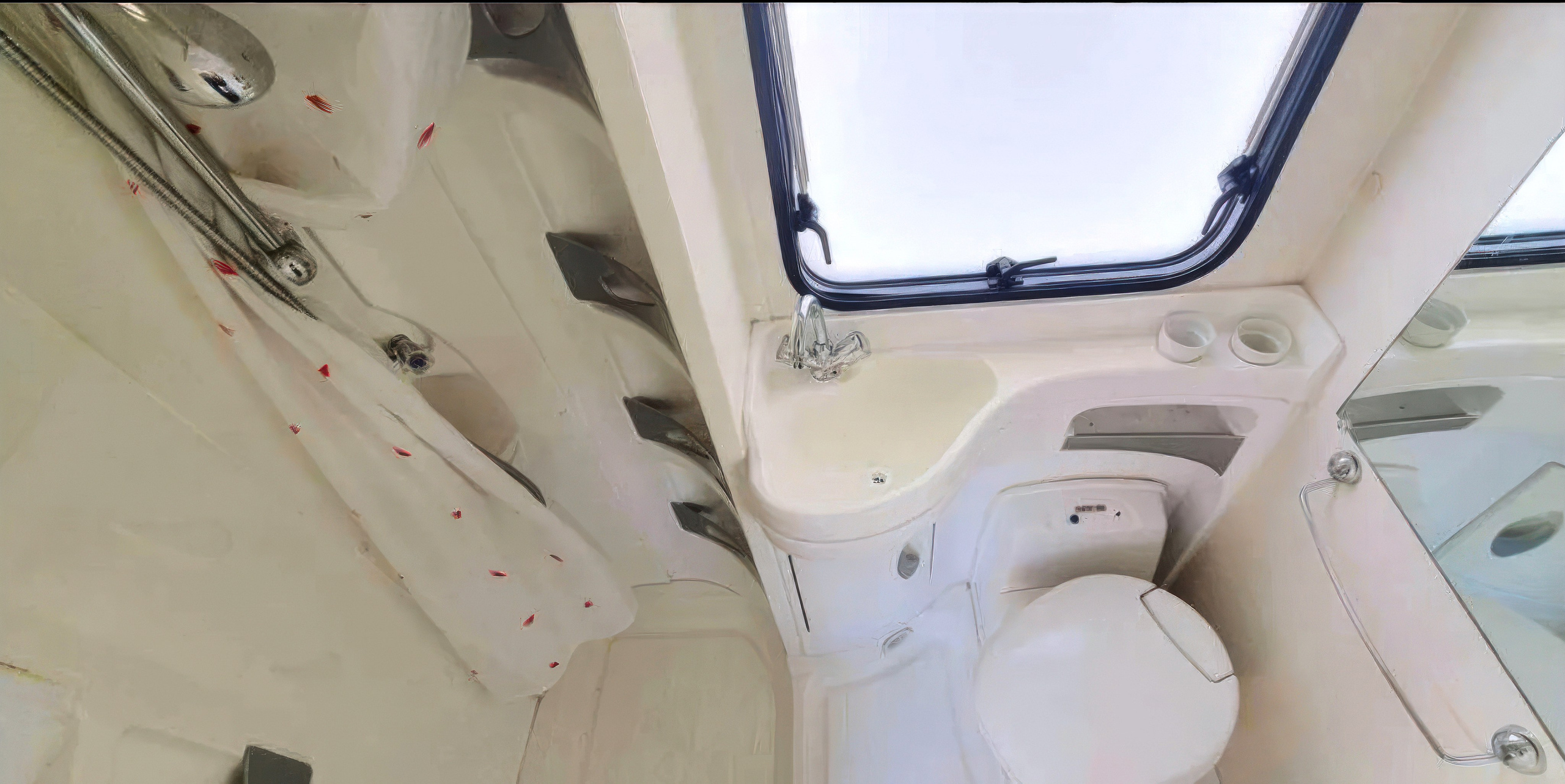 Санузел и душевая кабина. Умывальник. Кемпердлявас — аренда Автодома для путешествий по Беларуси и за ее пределами! Путешествуйте с комфортом!