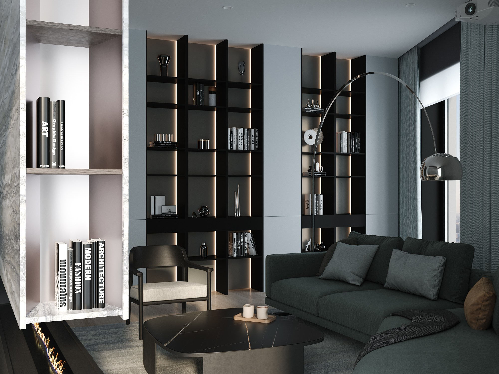 Силуэты зимы. Квартира 138 м². Дизайнер интерьера и художник Анна Феоктистова. Создаю пространства для жизни, работы и отдыха