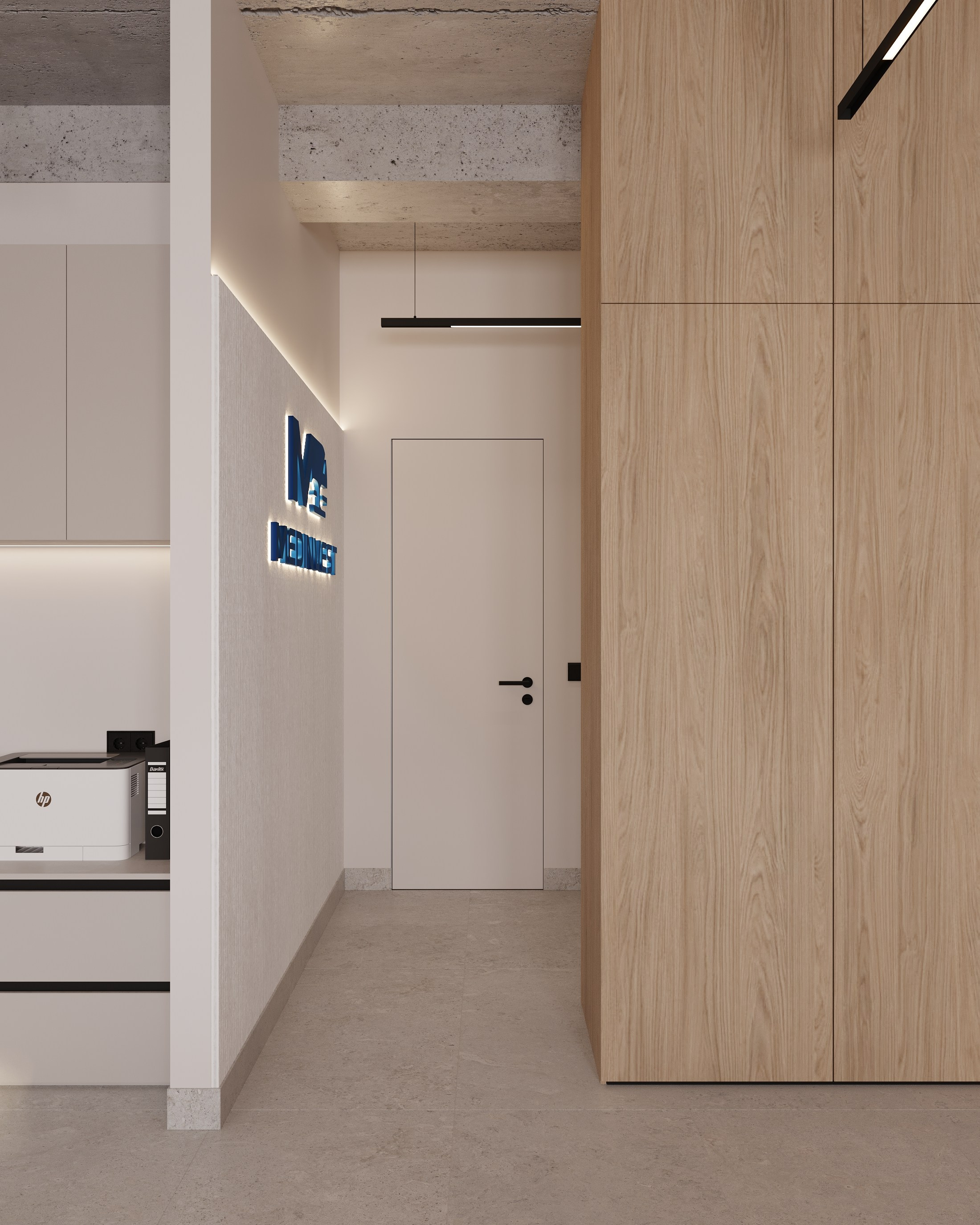 Офис компании «Мединвест». Дизайн интерьера, 3D-визуализация Владивосток