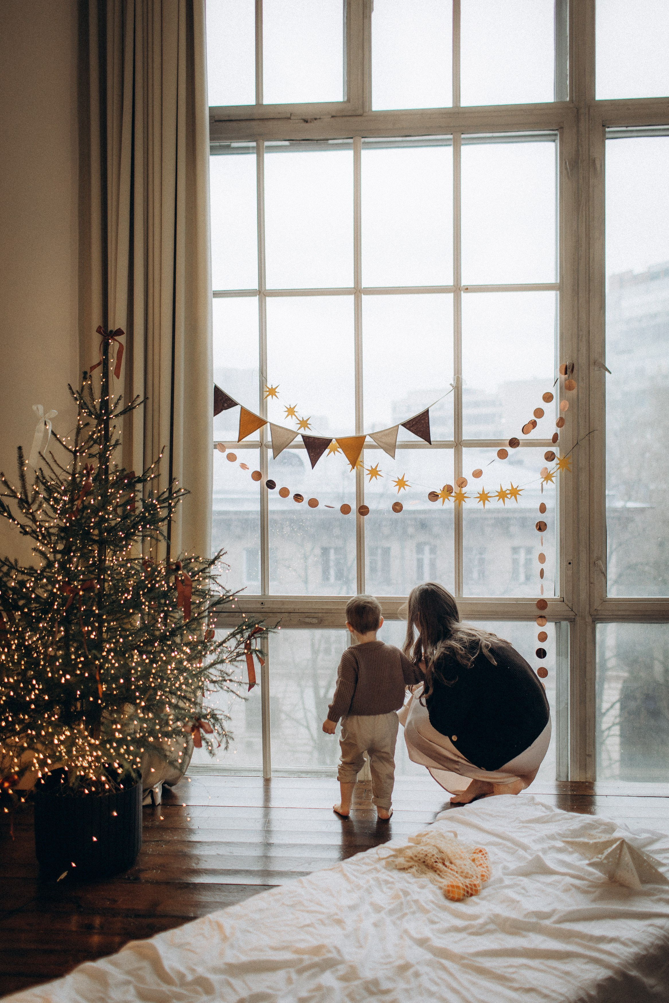 Семейная новогодняя фотосессия Москва мама и сын. Фотограф Владимир Москва