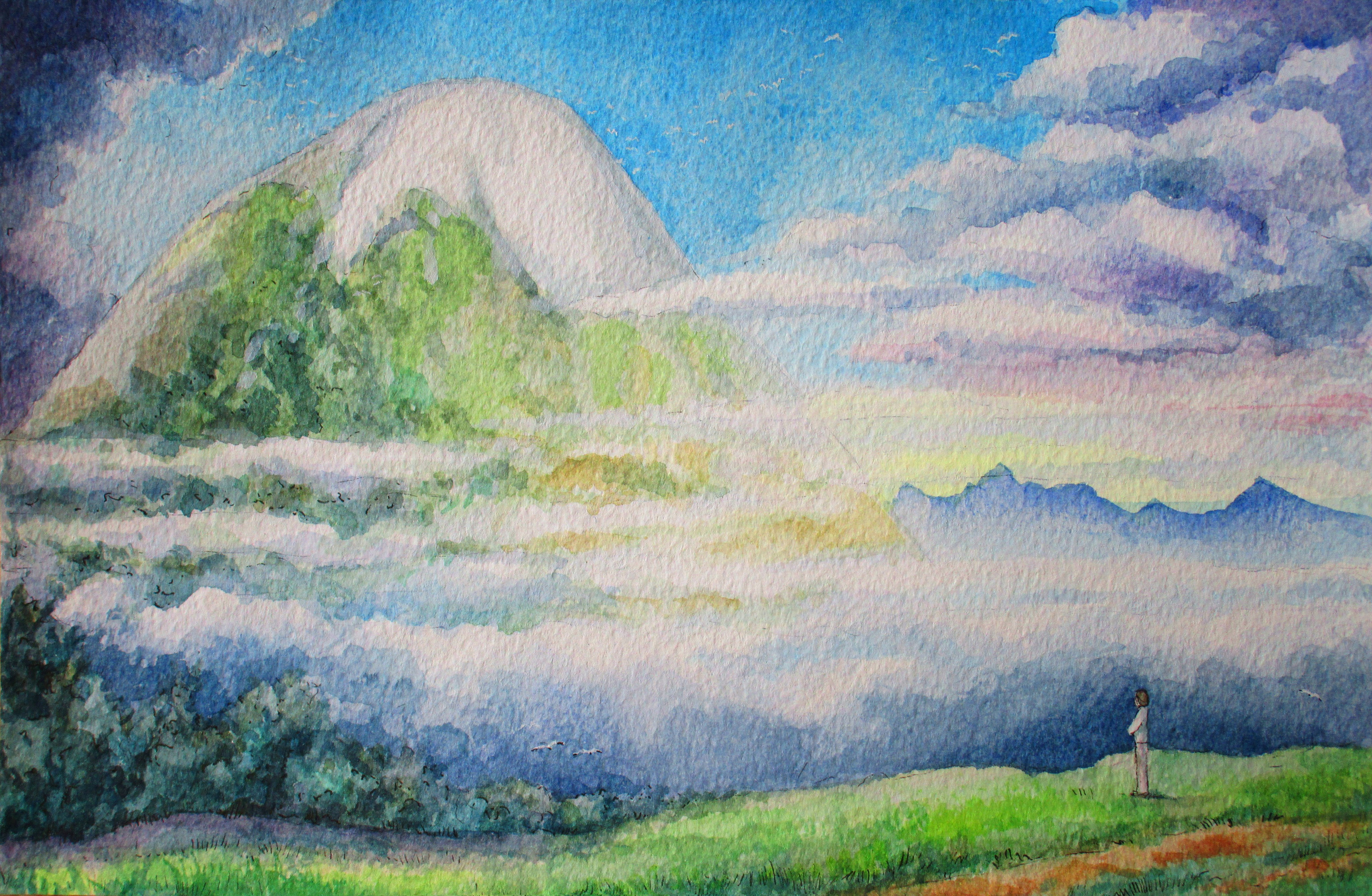 "Путешествие к горе", акварель / тушь, 2016