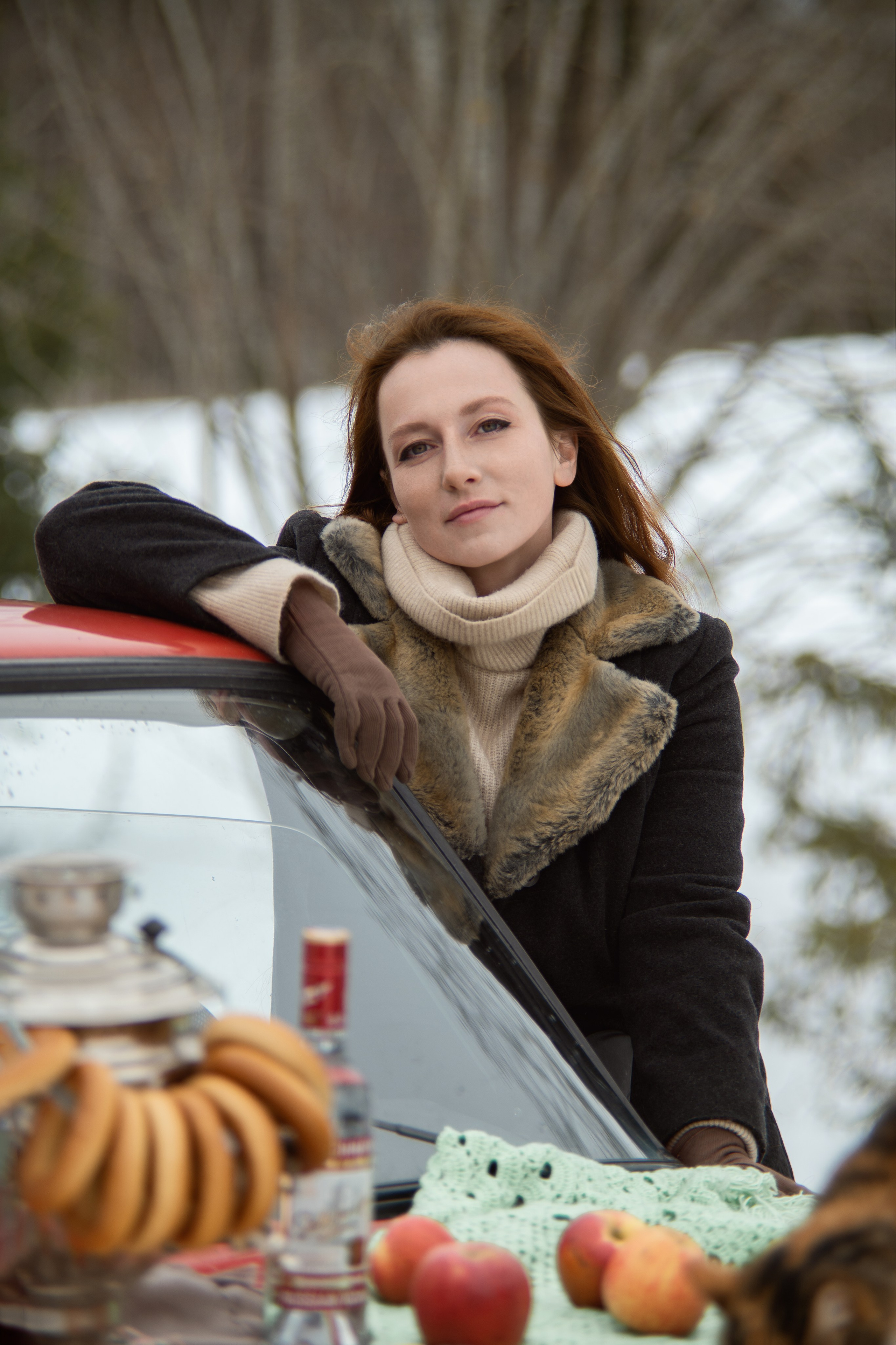 Анастасия и ее красный жигуль. Творческий фотограф Вологда