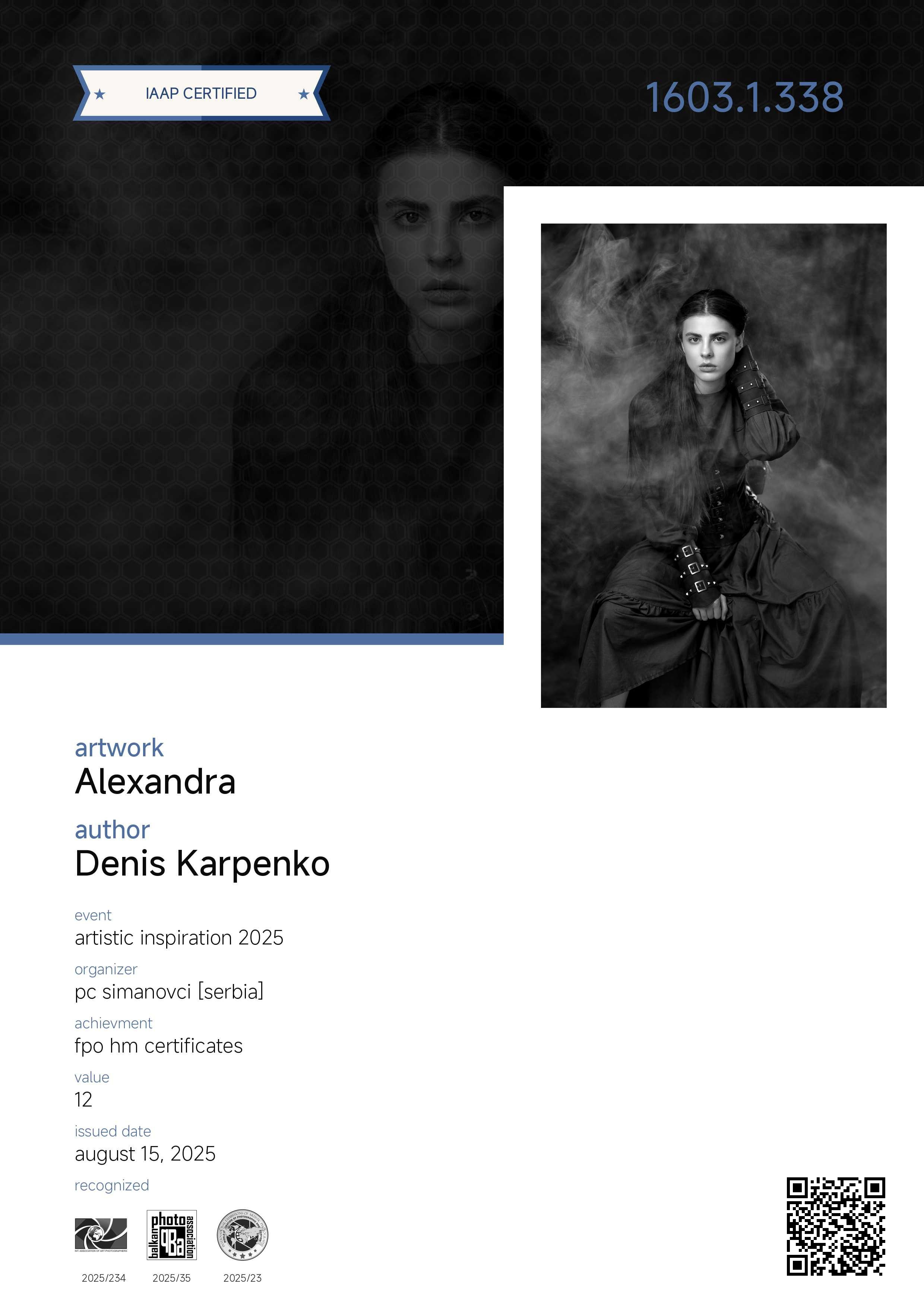 Достижения и дипломы. Сайт Алматинского НЮ АРТ, будуар и фэшн фотографа Дениса Карпенко