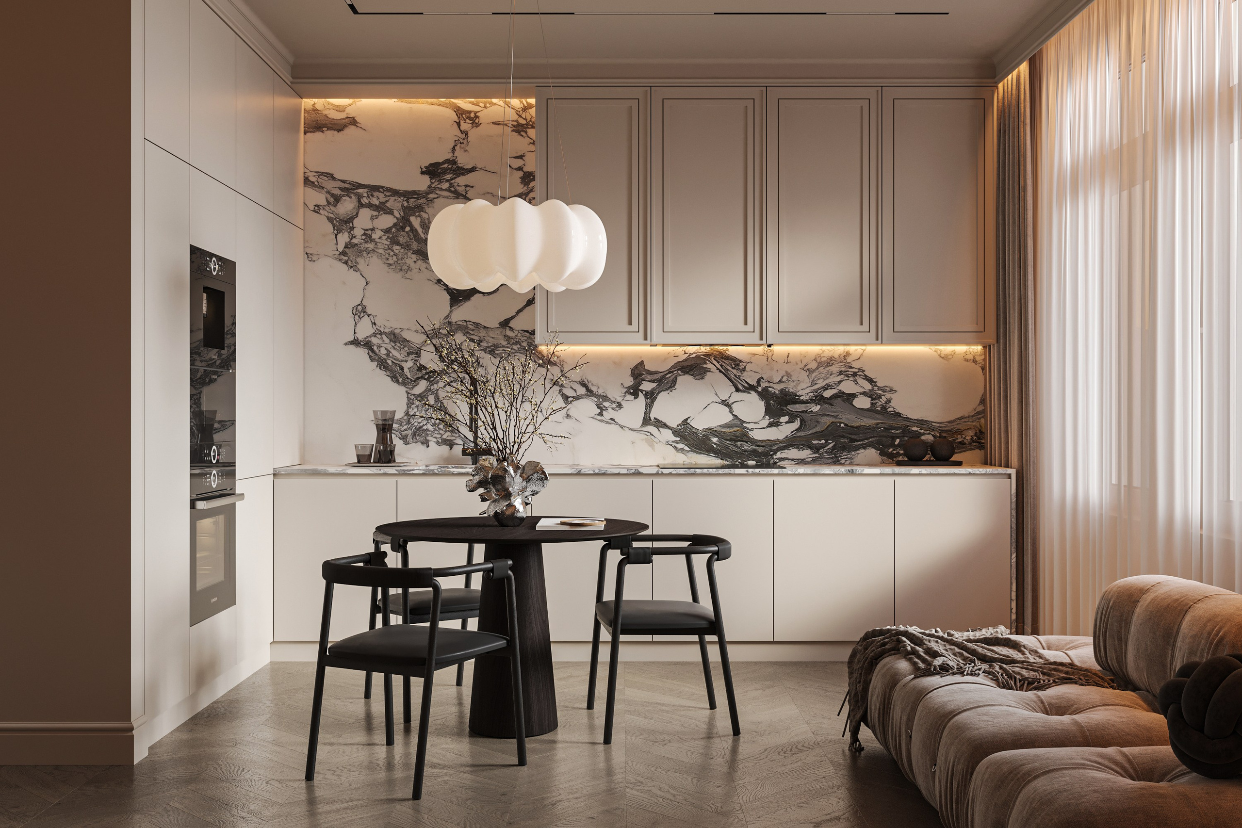 Кухня-гостиная ЖК «Континенталь». 3D визуализация интерьера Надежда Соколова