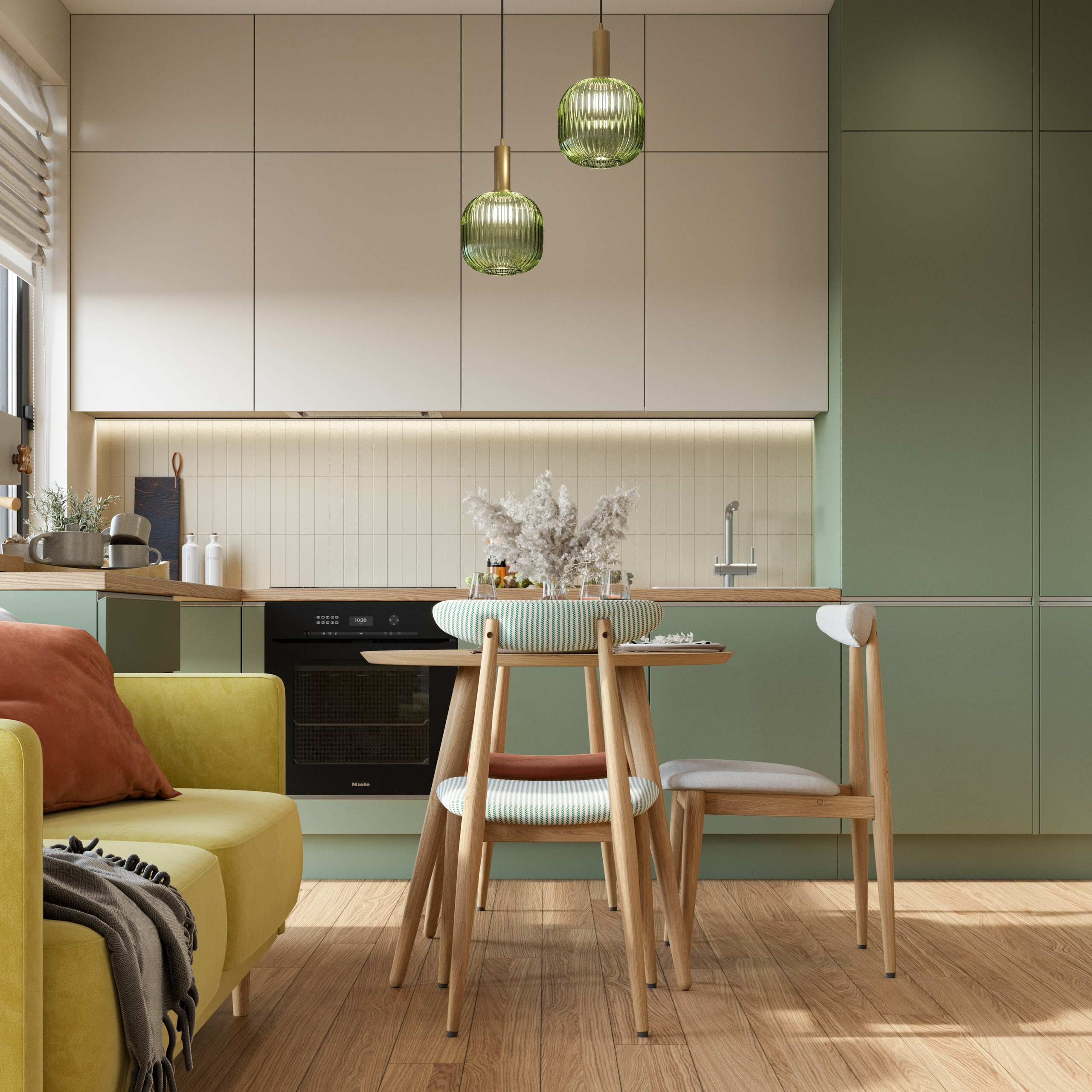 3D Визуализация Маленькой Квартиры с Кабинетом | Минимализм и Яркие Акценты. Визуализатор интерьера в Москве | Брагин Кирилл