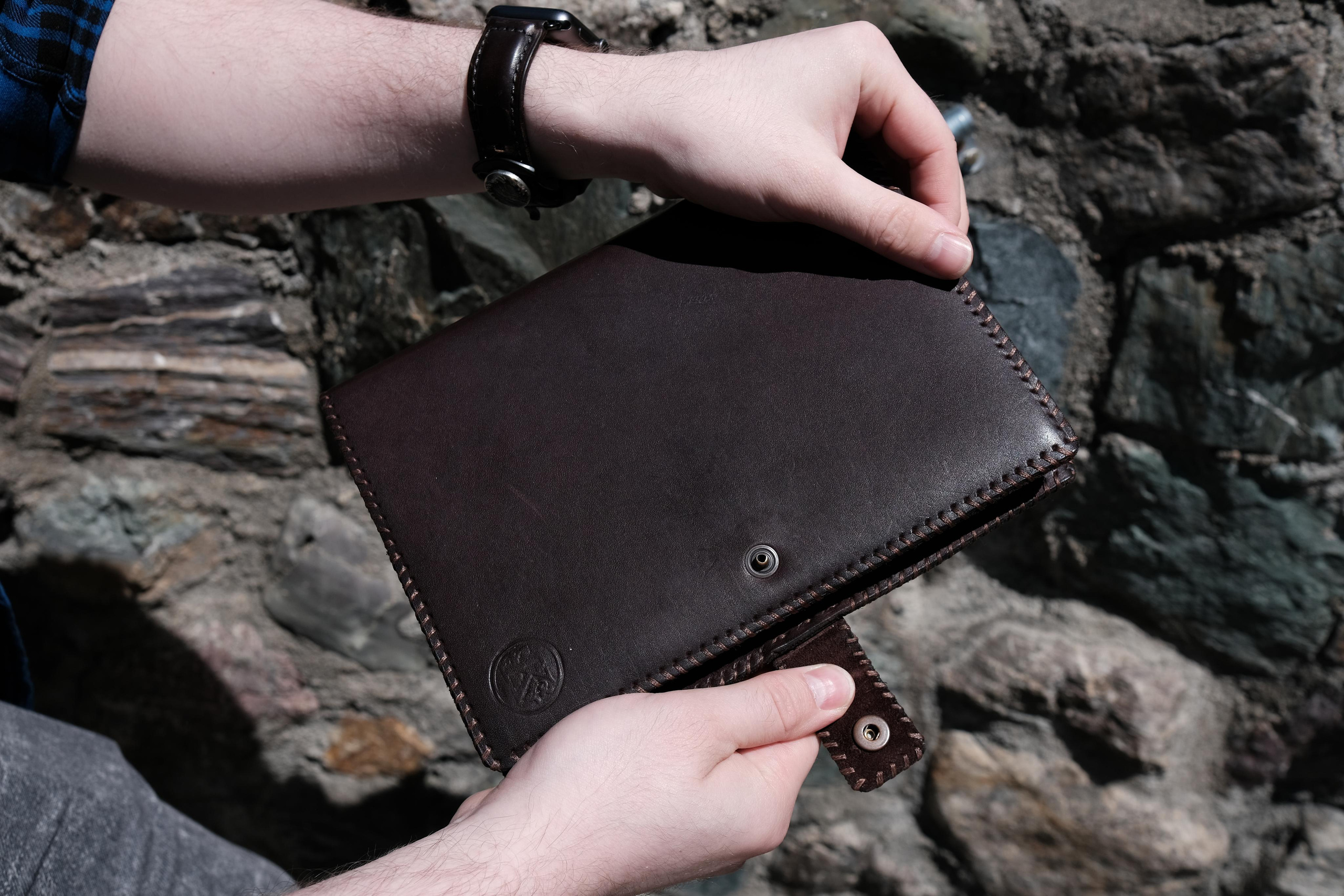 Cover for the diary made of brown 2 mm leather. 