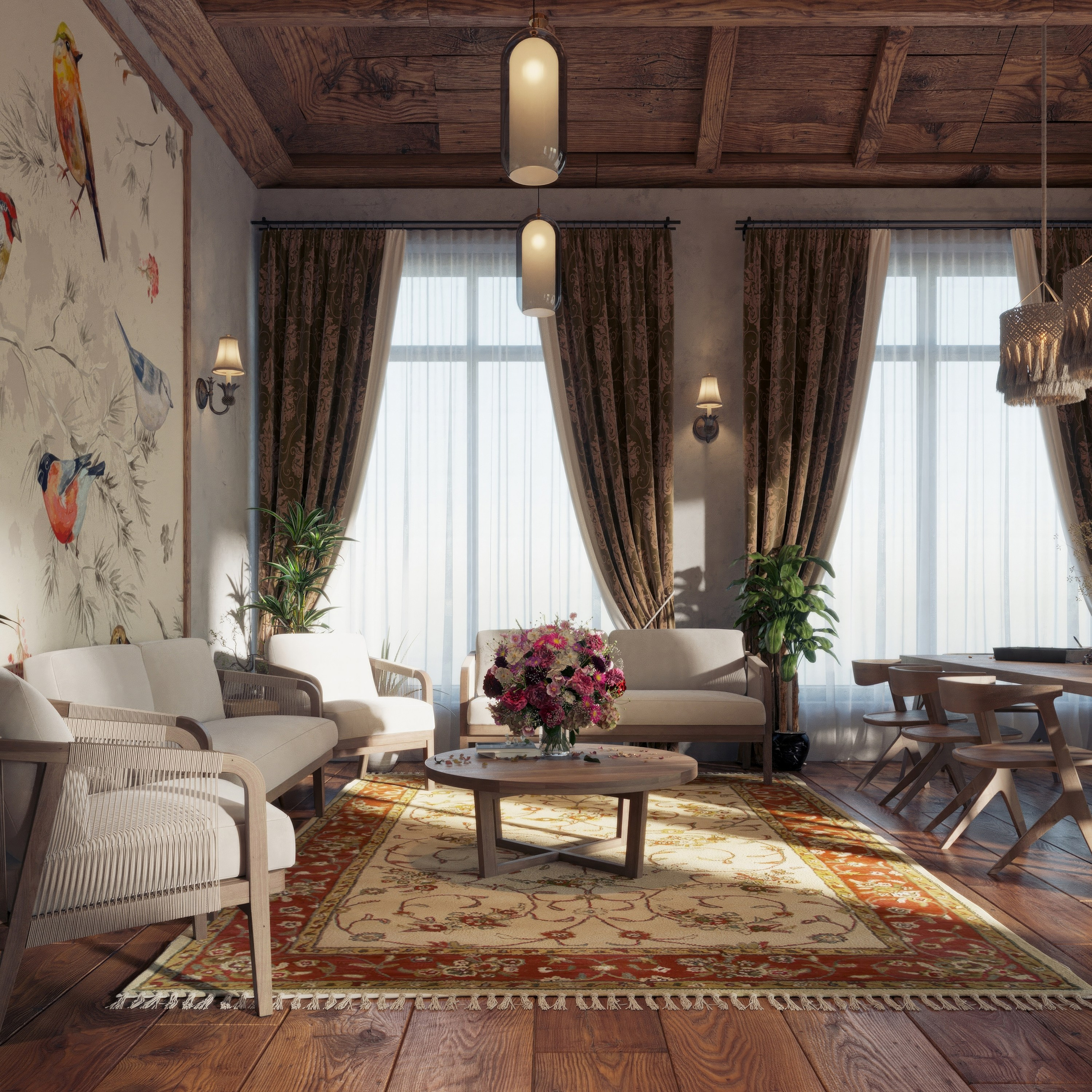 Дизайн и визуализация гостиной с художественной панелью — проект BAXX PRO. 3Д Визуализация Интерьера и Архитектуры