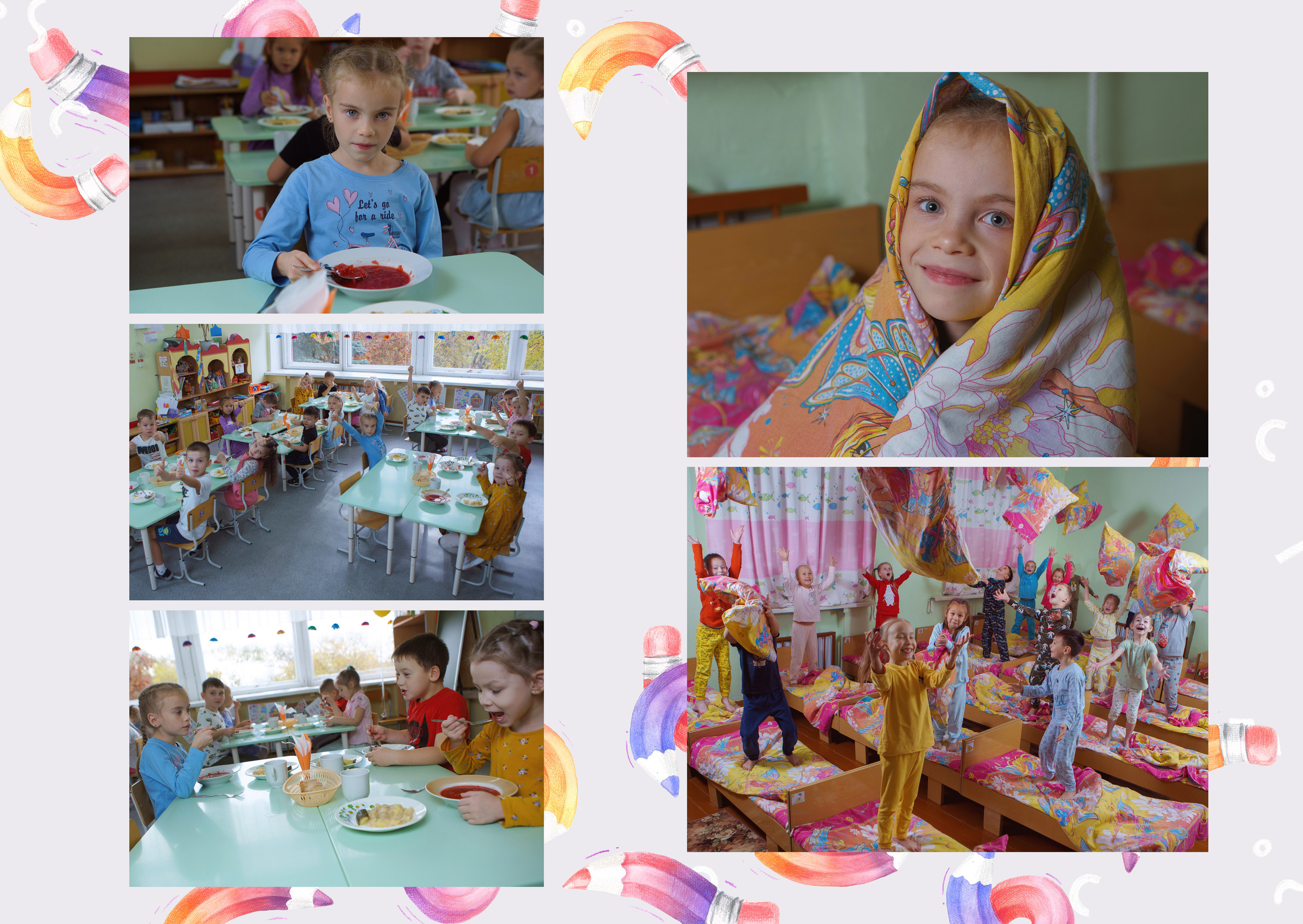 Фотоальбом выпускной детский сад. Индивидуальный разворот для каждого ребенка.  В группе.