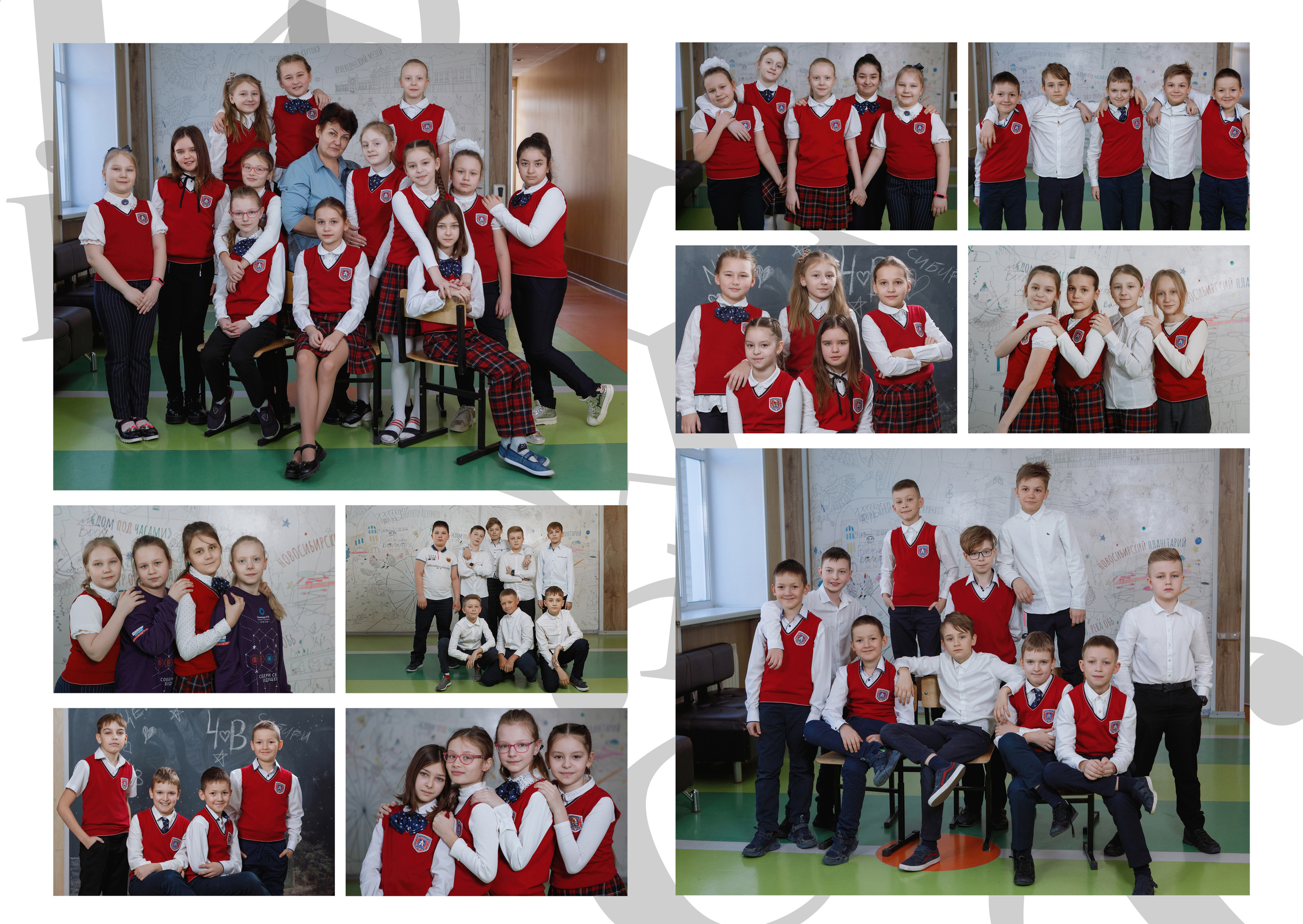 Фотомастерская Воробьевых - Школьные фотоальбомы – Начальная школа - Фото группами – 4В лицей 22 +79130063512