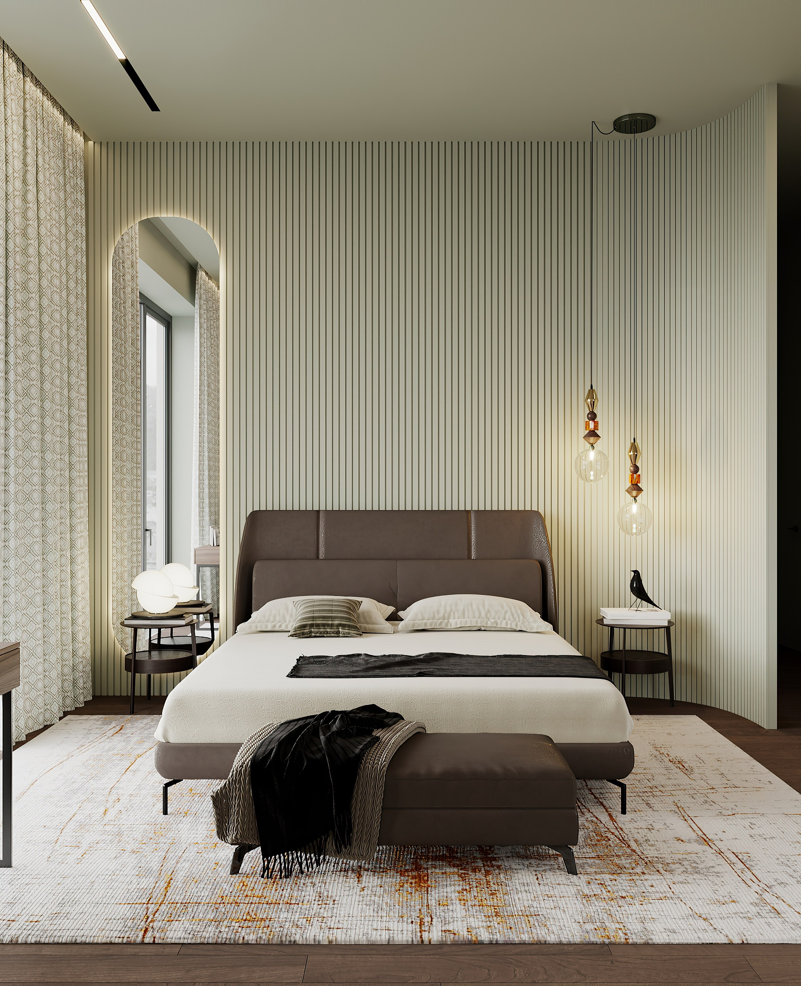 Спальня по дизайну Мартыновой Н. и Бородиной Е. Визуализатор Векшина Елена