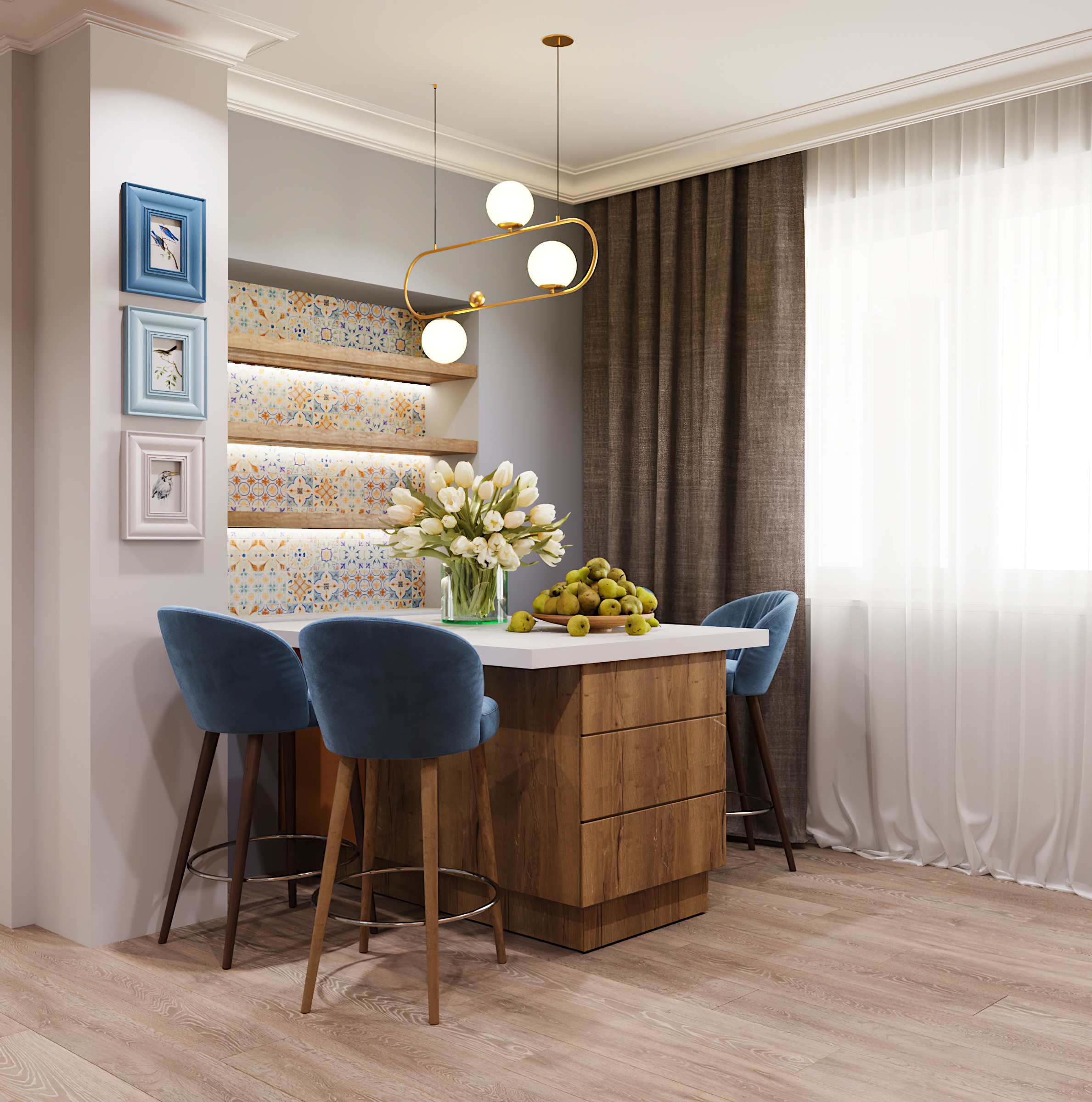 Кухня-гостиная в частном доме г. Краснодар. Дизайнер интерьера Виктория Титова