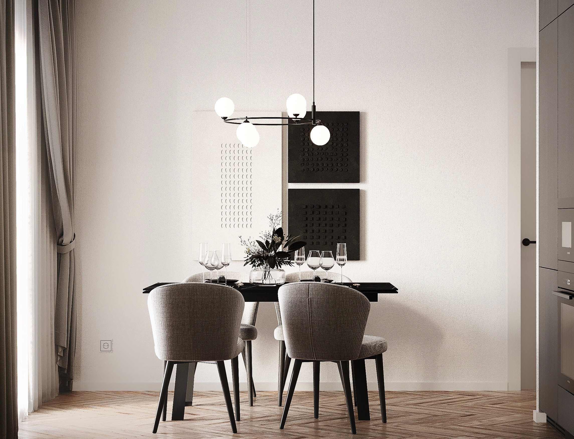 Монохромная квартира 50 м² для обаятельного мужчины. Батракова Наталья дизайнер интерьеров Санкт-Петербург Москва Архангель