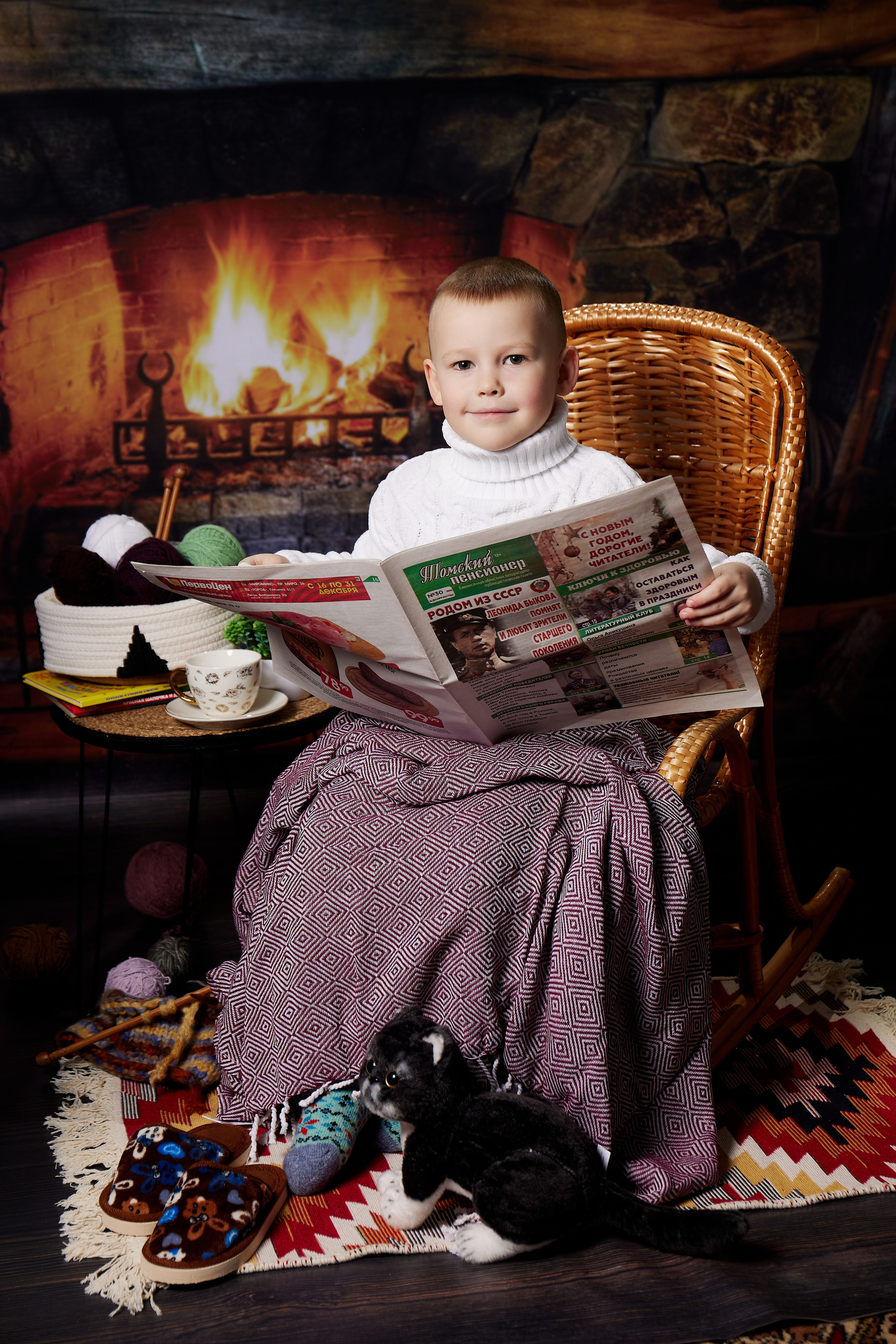 У камина. Детская выездная фотостудия