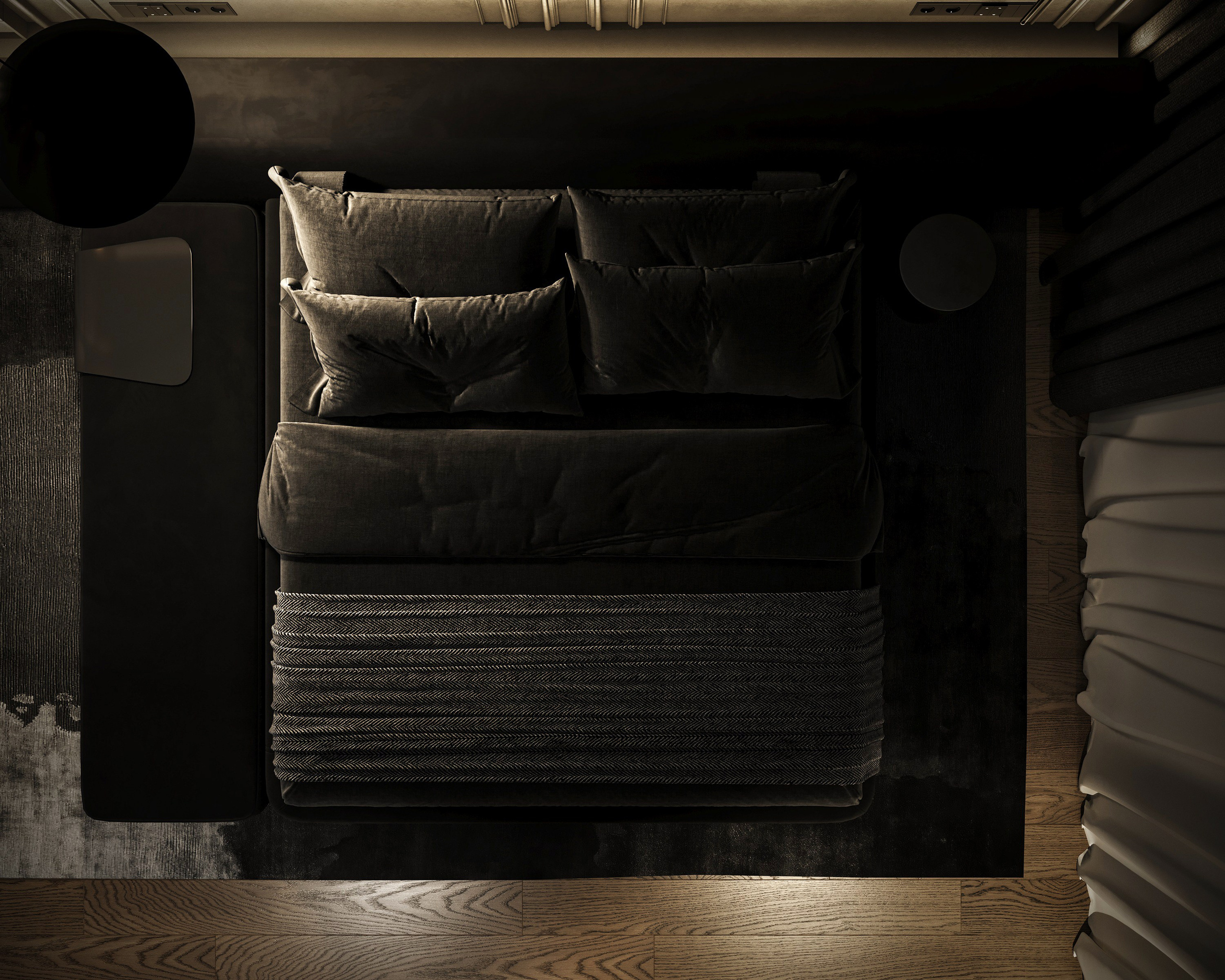 Черная спальня, Концептуальный проект. Дизайн интерьера и экстерьера в Санкт-Петербурге Яна Емельянова