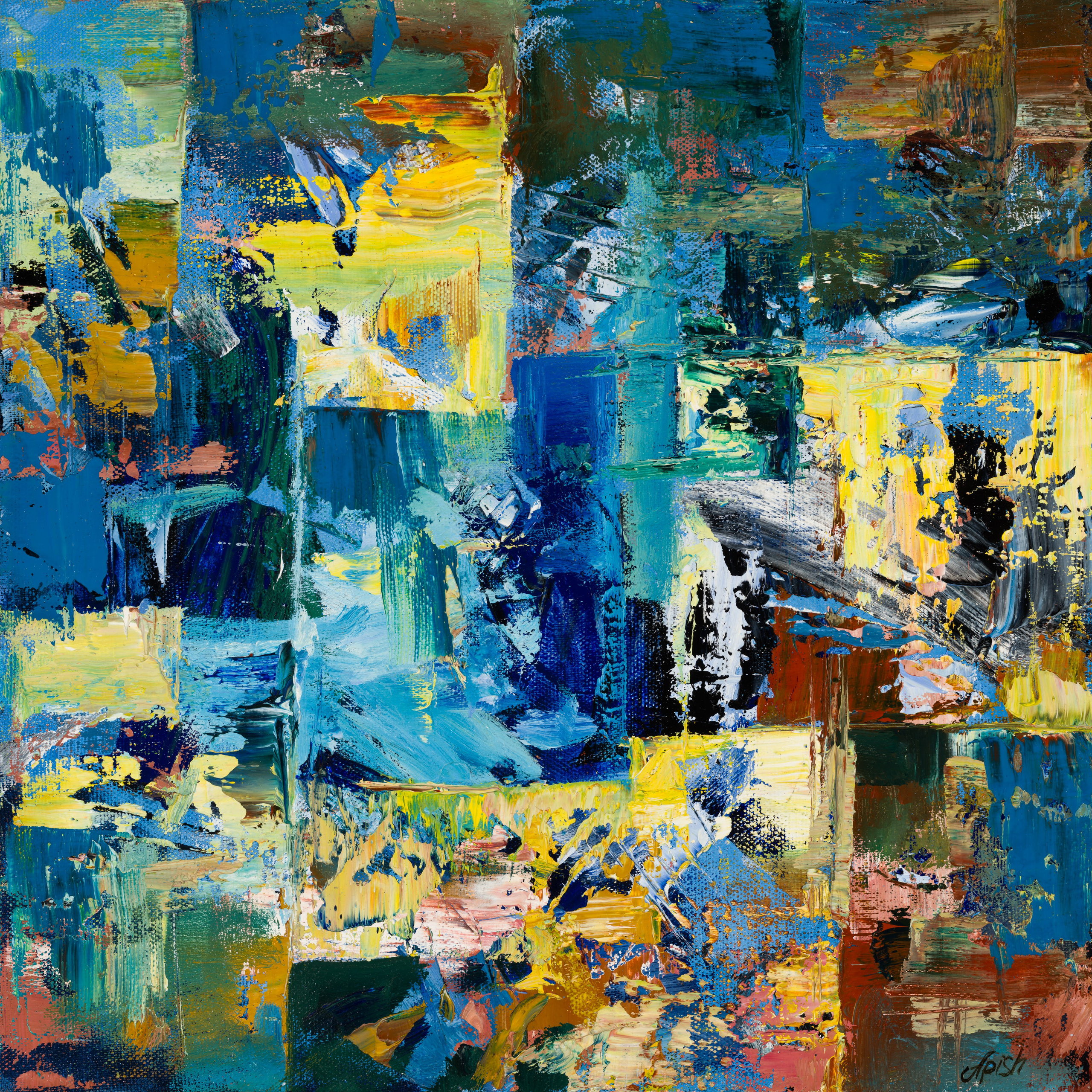 «Лоскуты воспоминаний 4» - художник Алексей Апиш (холст, масло, 35x35 см, 2023)