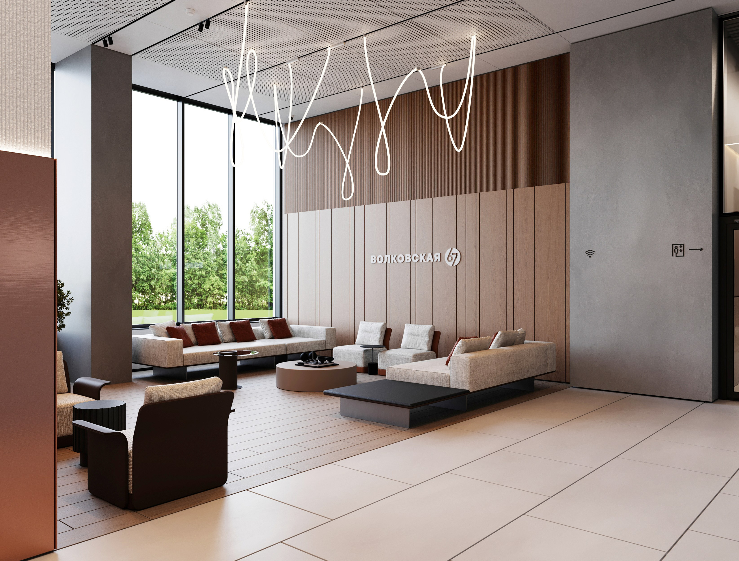 Лобби Волковская. Архитектурные интерьеры