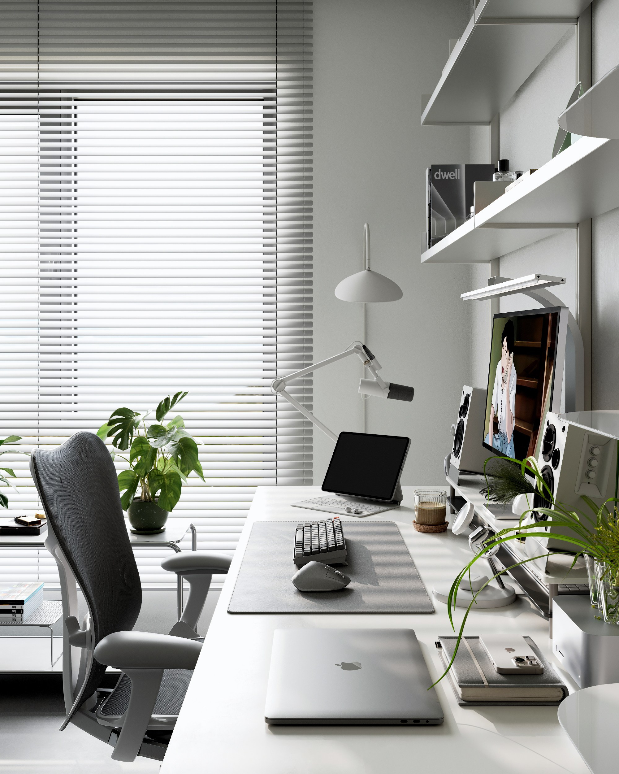 WHITE HOME OFFICE. 3D визуализация интерьера eugene7even