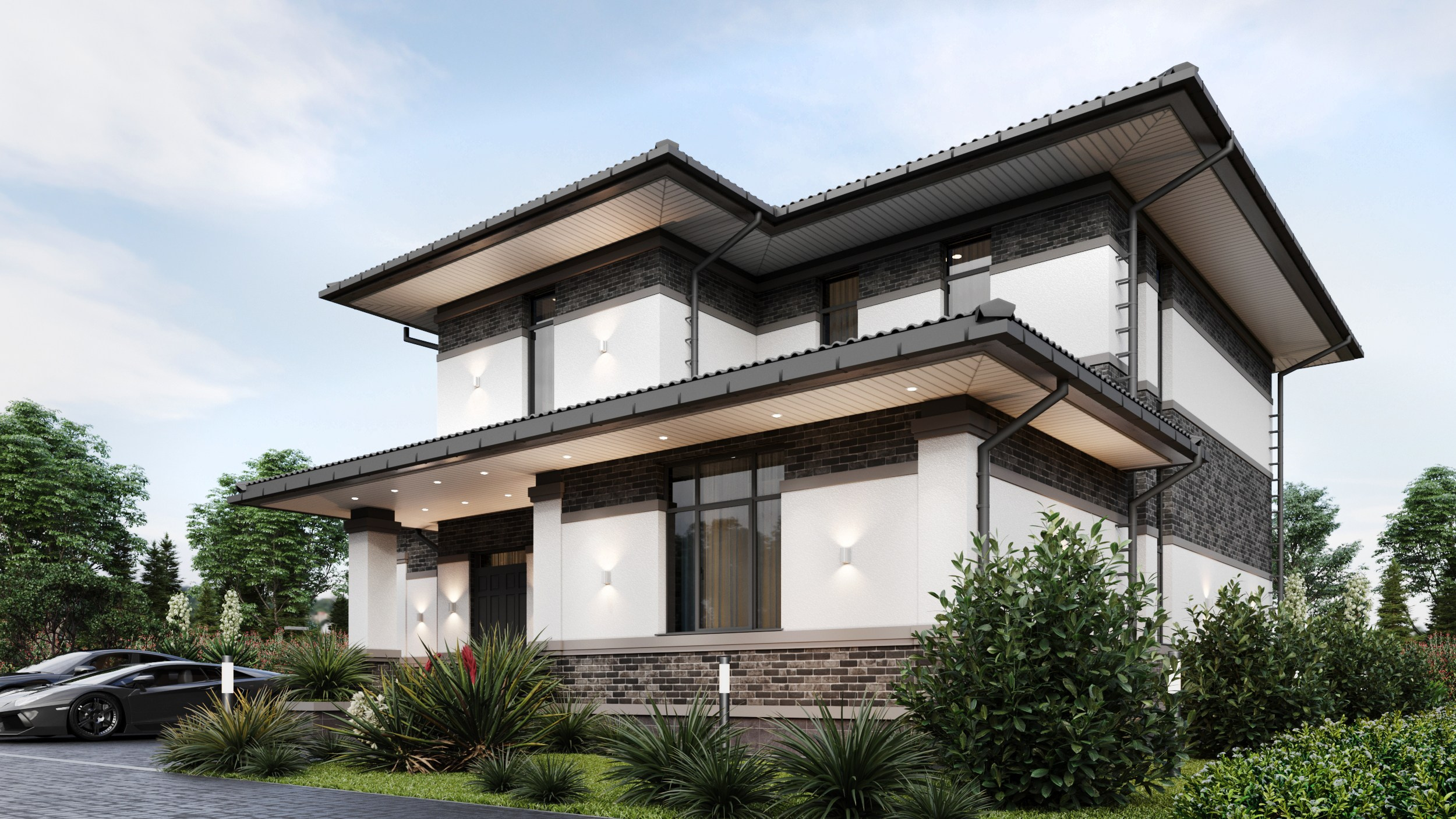 Красивый двухэтажный дом в современном, очень теплом стиле, общей площадью 240 кв.м. Архитектор Вера Каракезиди