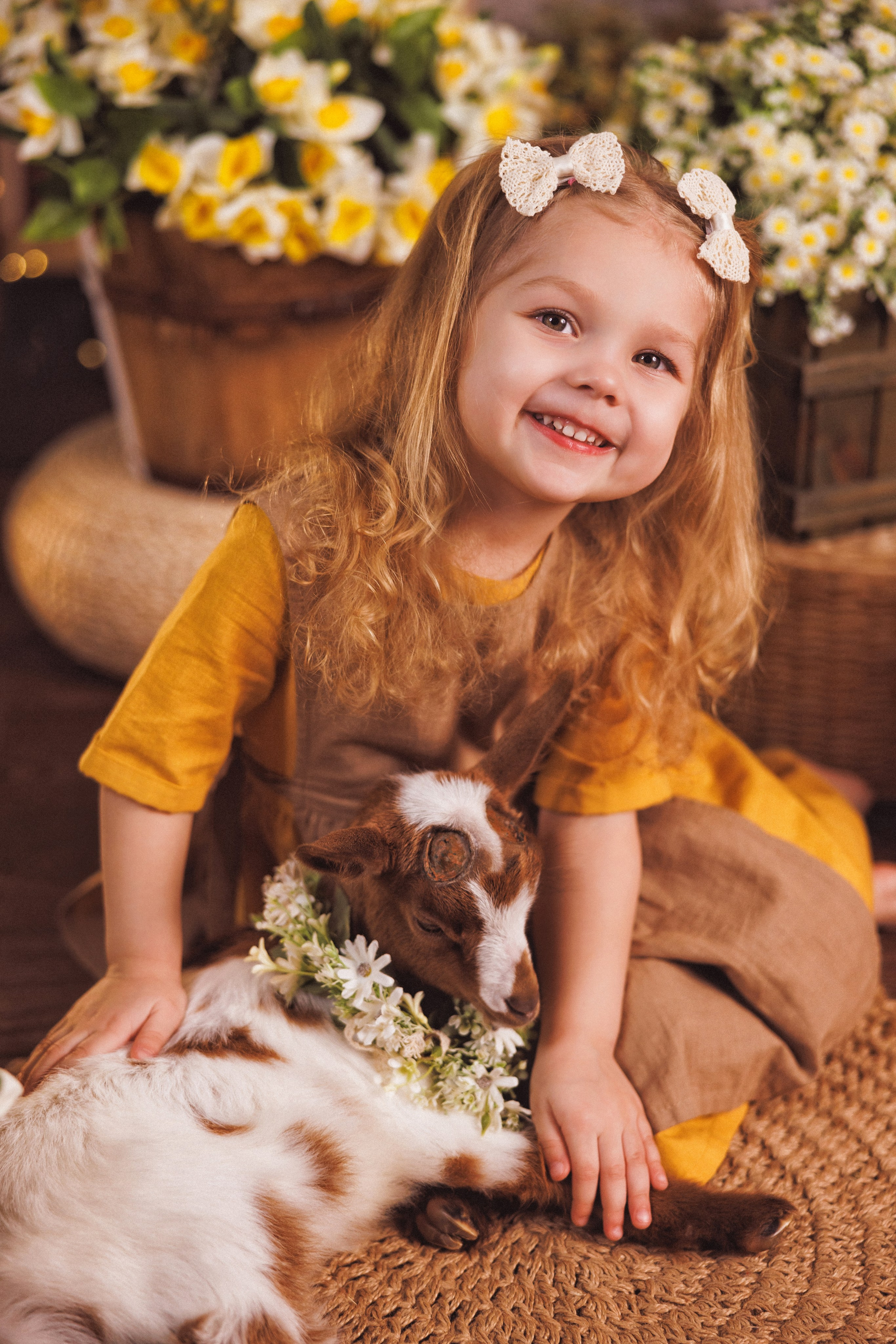 Пасхальная фотосессия с животными (утята, козлик и кролики), в фотостудии «Антураж» город Краснодар. Семейный и детский фотограф в Краснодаре Анна Трашкова