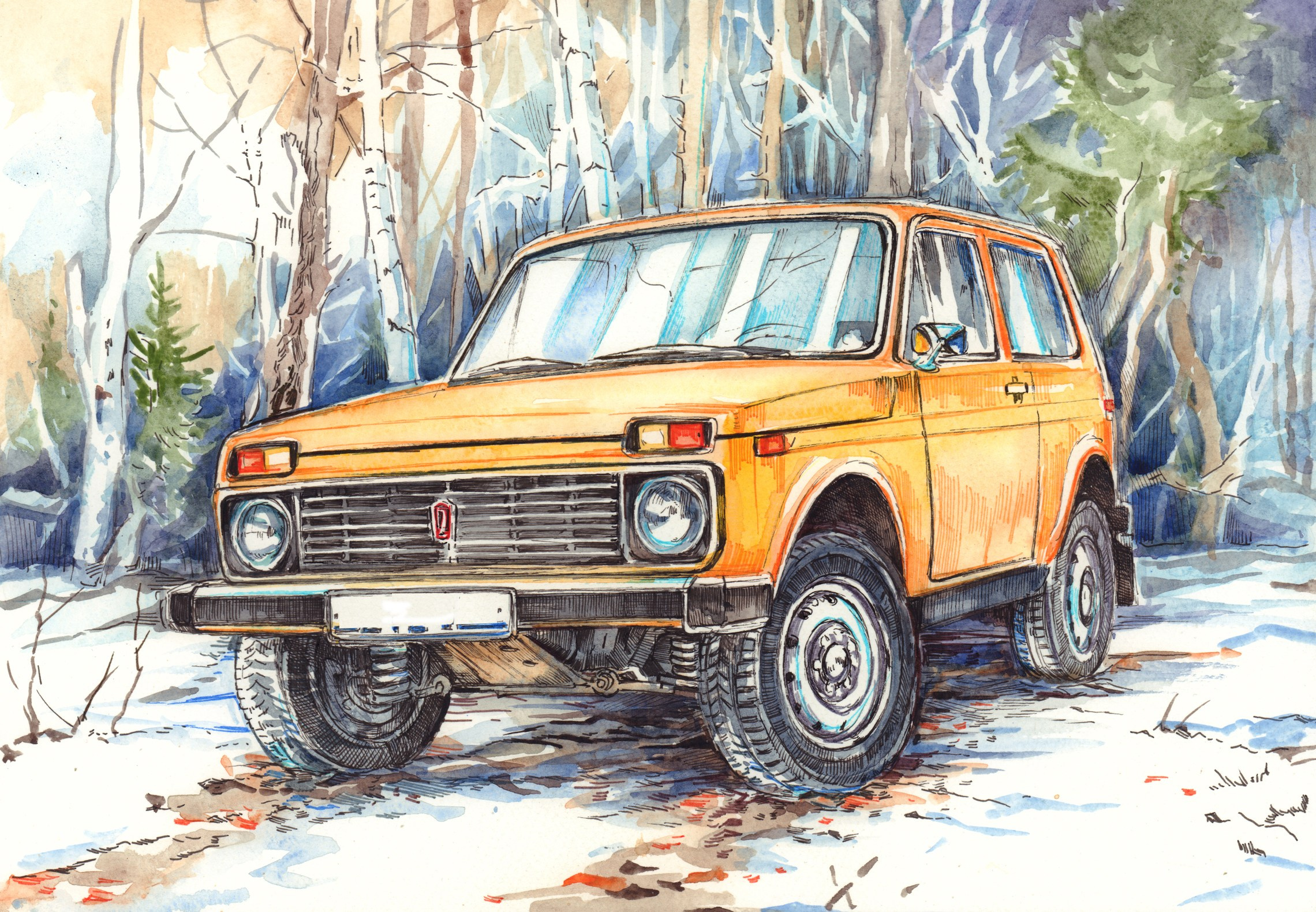 Легковые и грузовые автомашины СССР. Художник Александр Петрунин