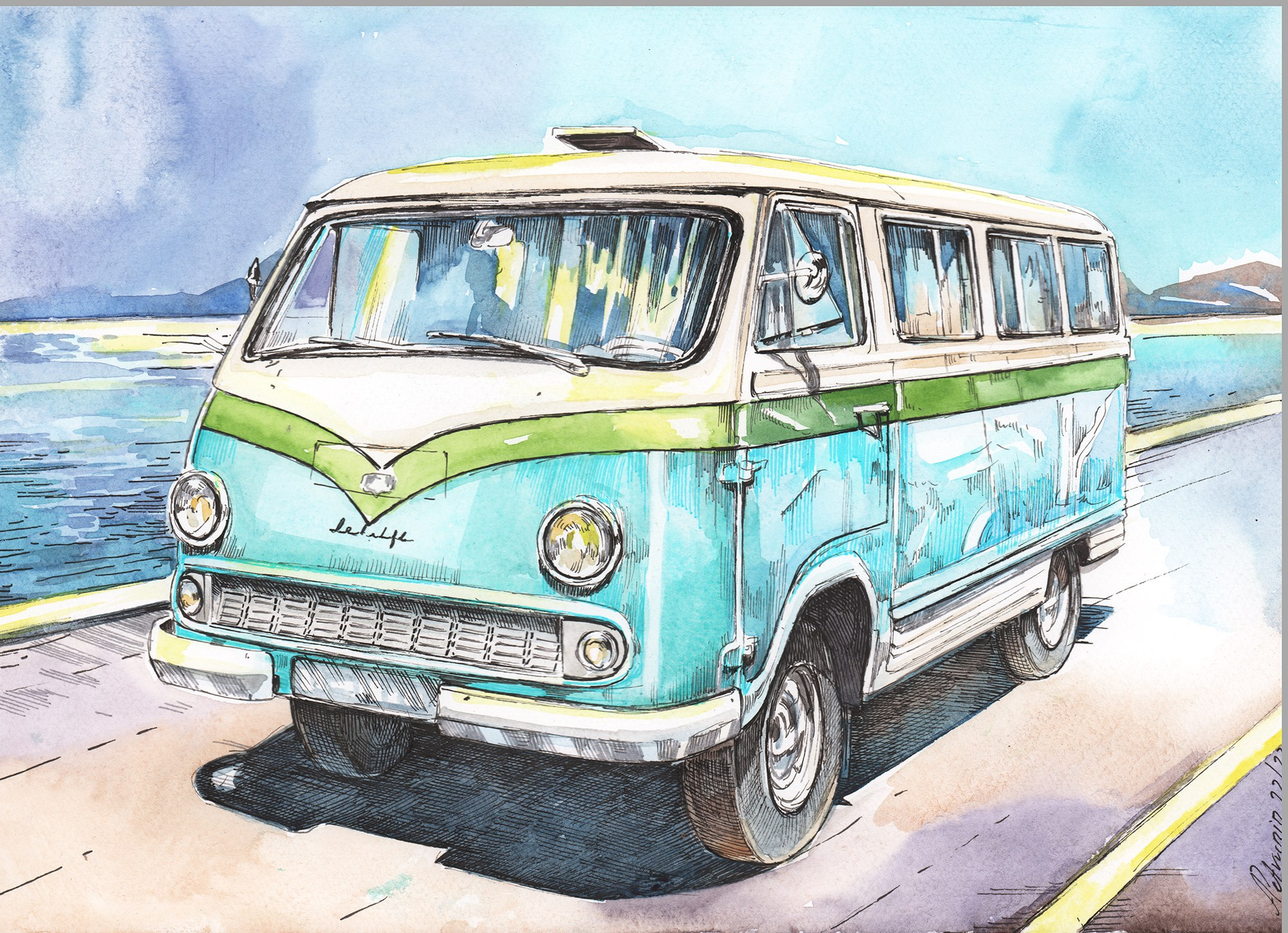 Легковые и грузовые автомашины СССР. Художник Александр Петрунин