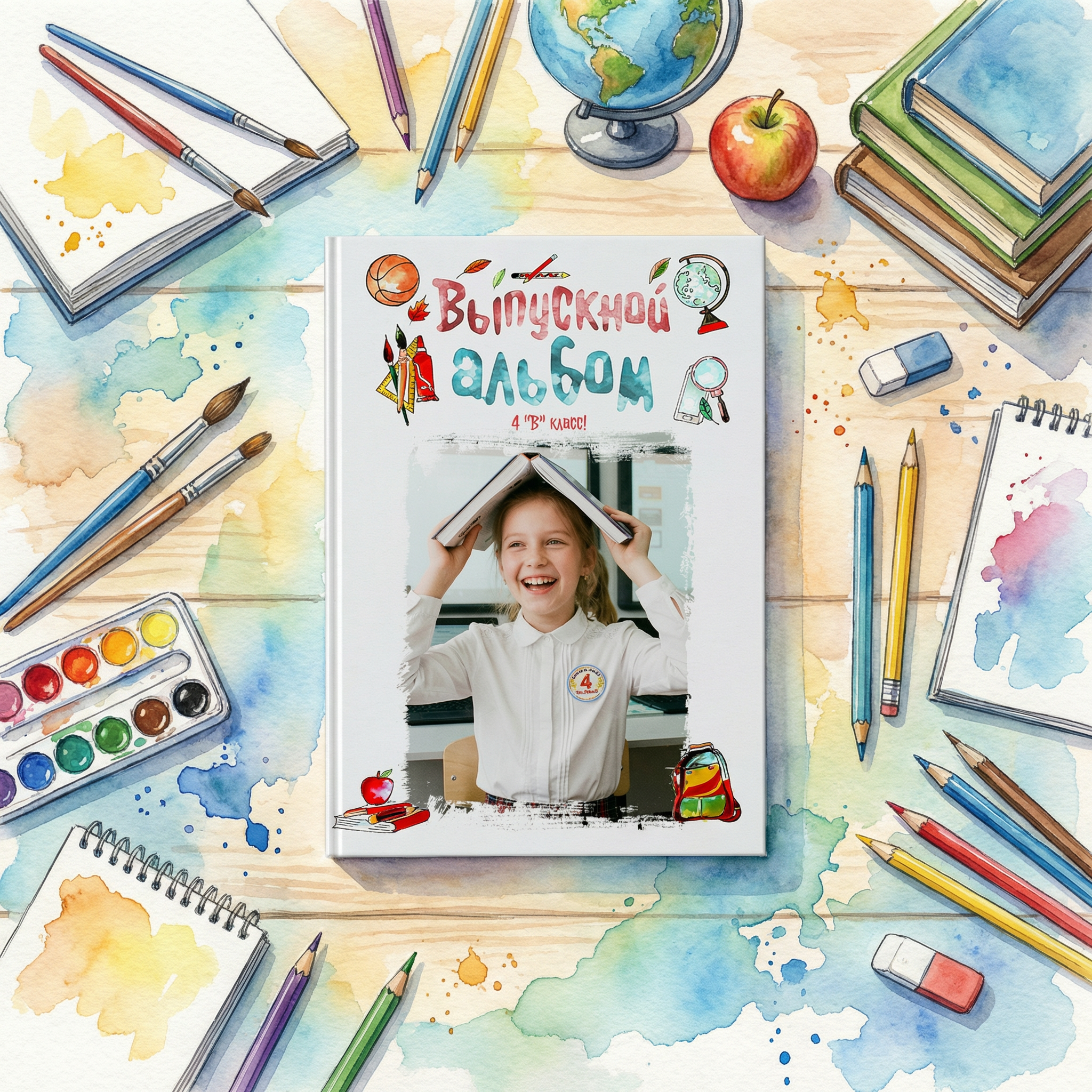 020 Aquarel. Дизайны, psd шаблоны школьных и выпускных альбомов и обложек