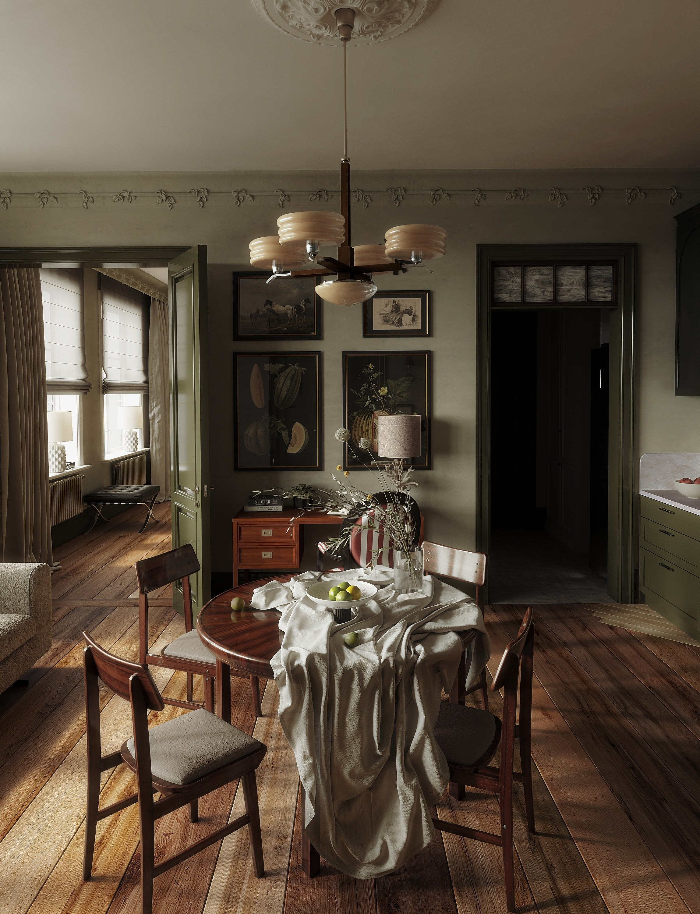 Kitchen dining room. выполнено по референсу. 3d визуализатор интерьеров