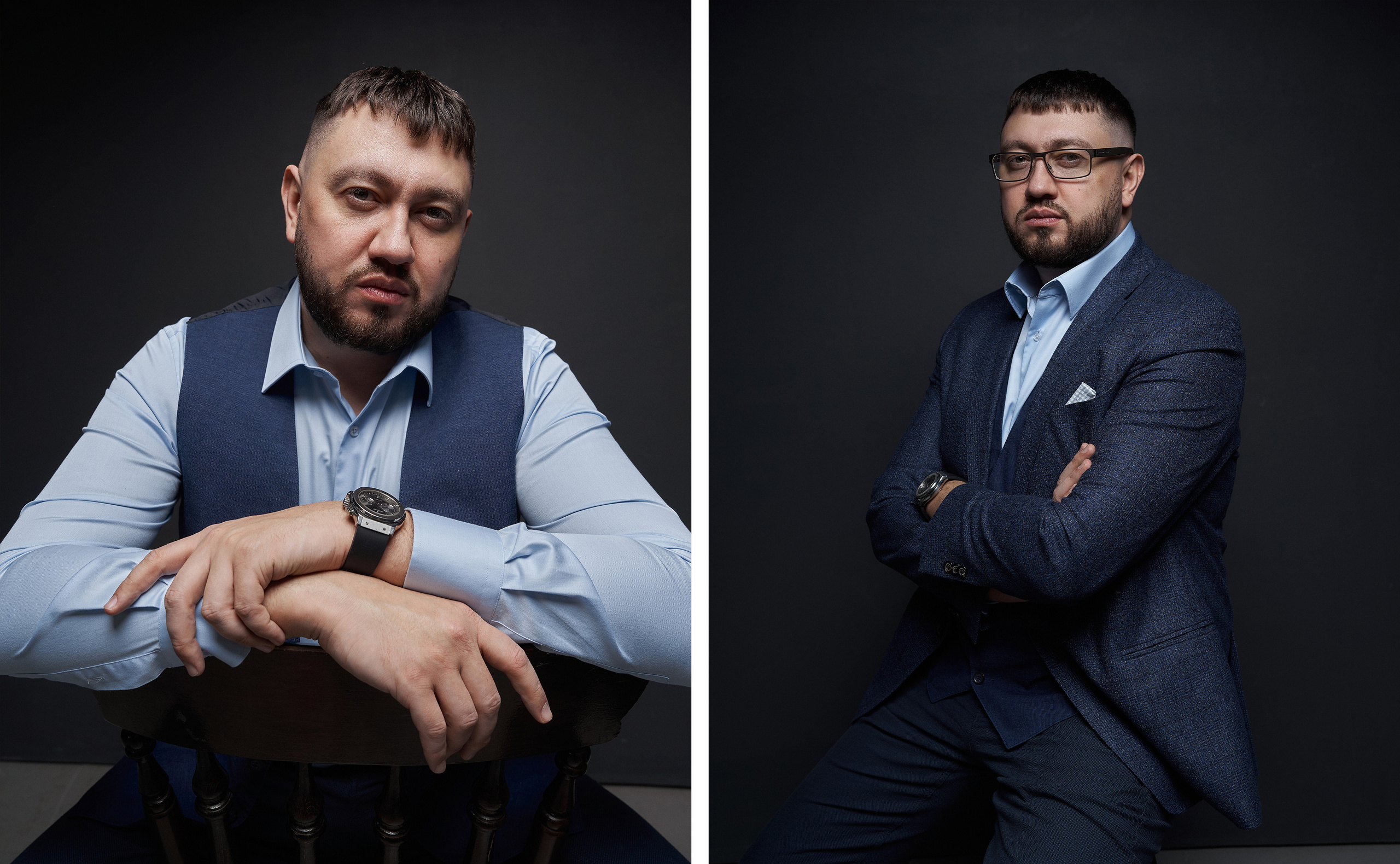 Классический мужской портрет в костюме на темном фоне