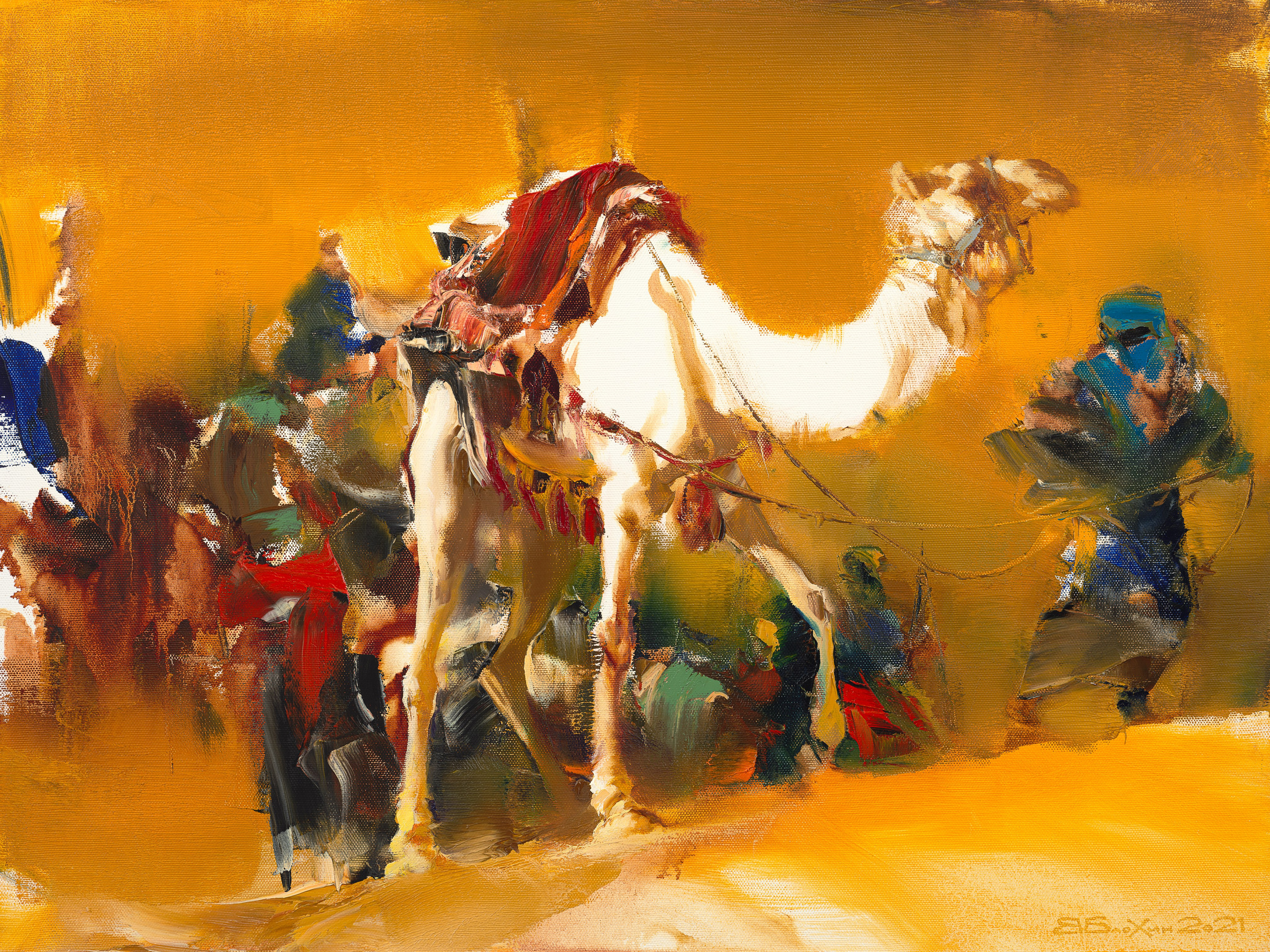 «Белый верблюд 2» - художник Валерий Блохин (холст, масло, 60x80, 2021)