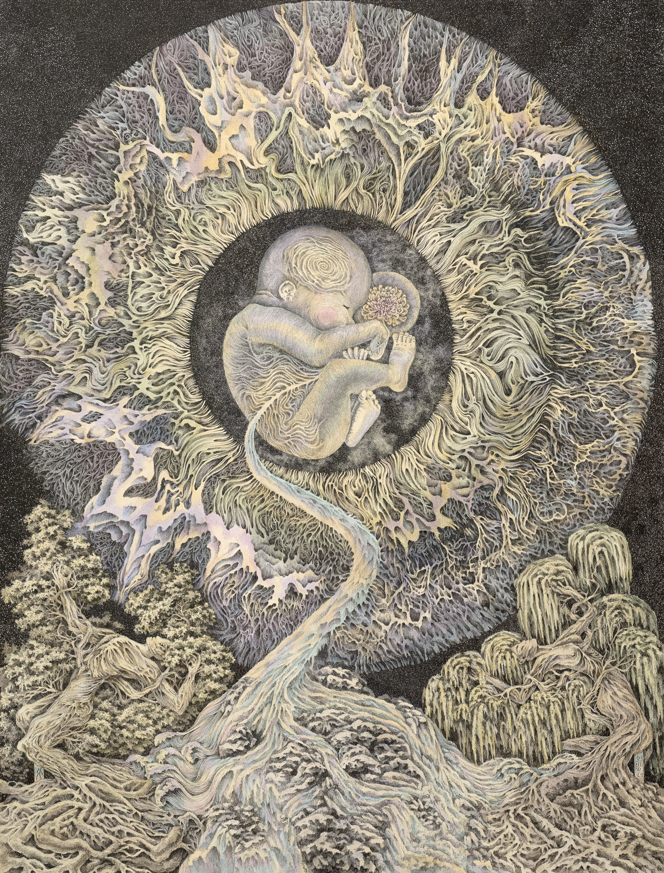 «Я» - художник Андрей Колесник (бумага, тушь, акварель, 56x43 см, 2024)