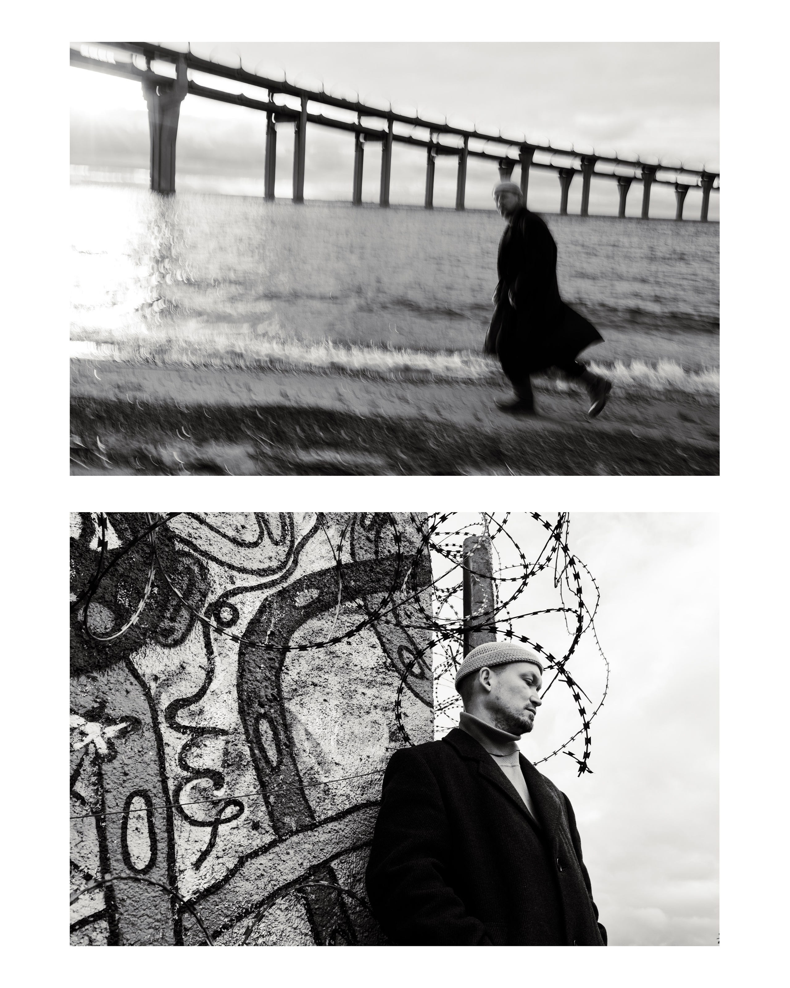 парень бежит по берегу реки фотосет