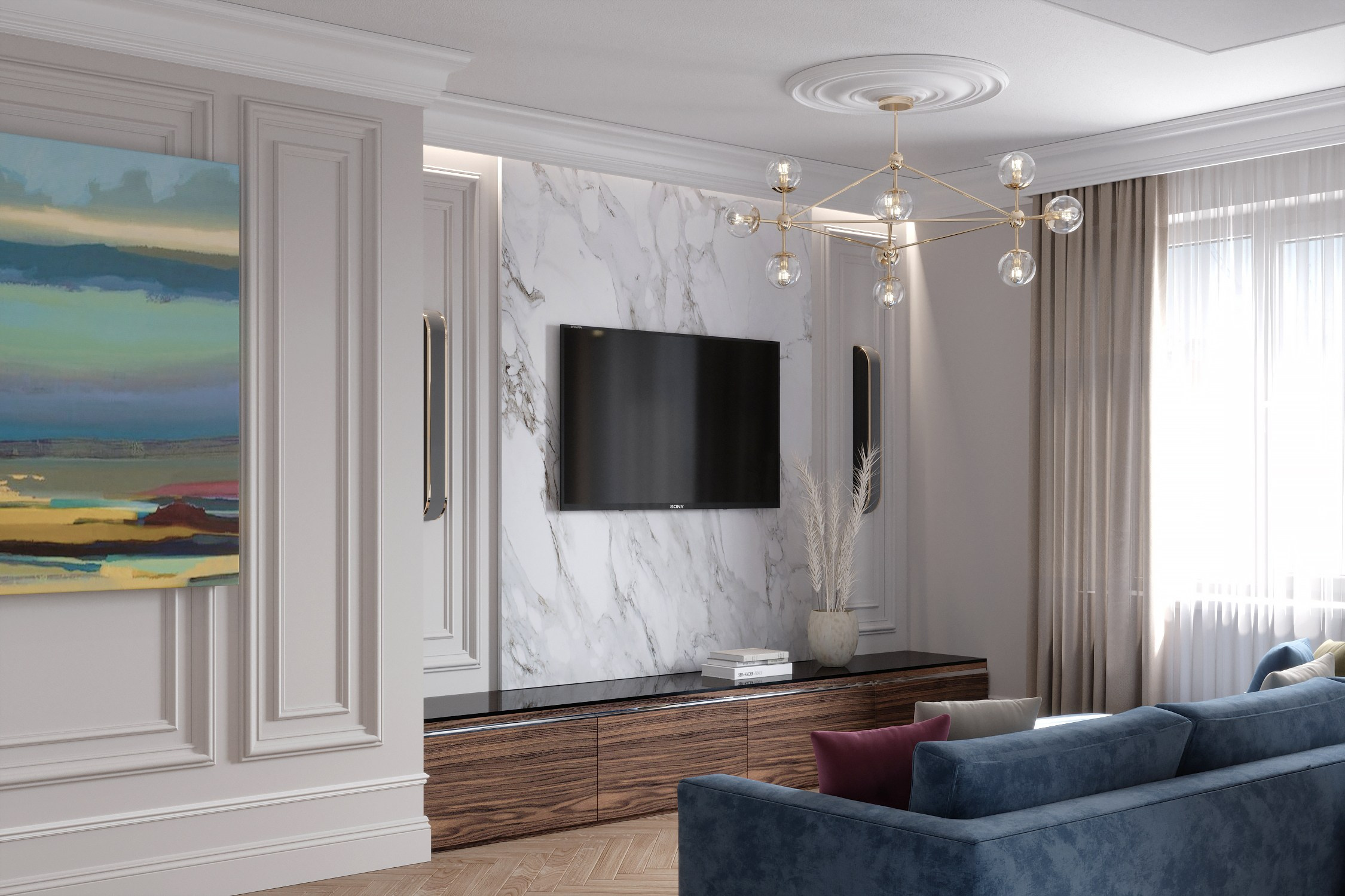 Визуализация кухни — гостиной 30 m². Заказать 3d визуализацию интерьеров — Дарья Веденёва