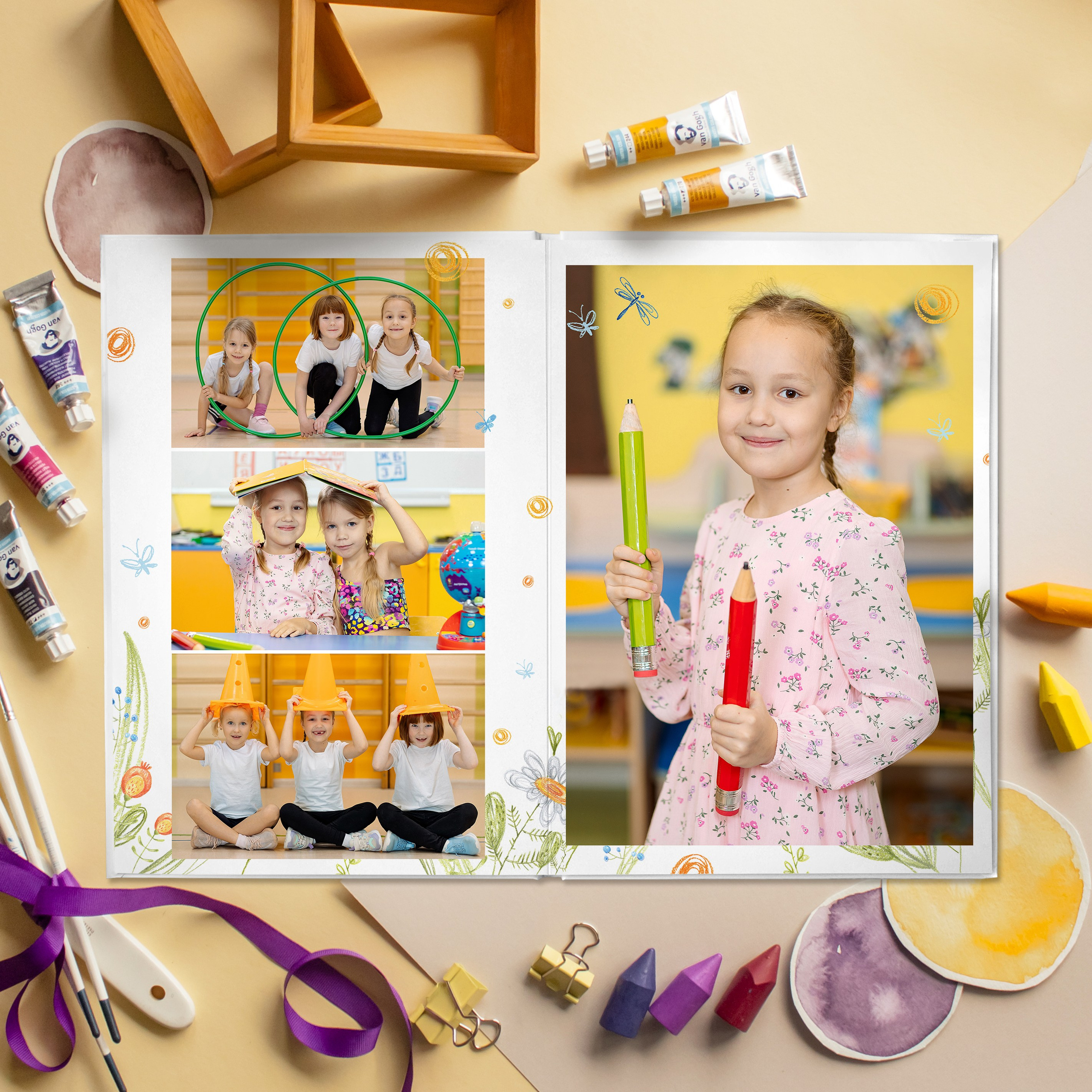 Дизайн «Цветы» 20×30. Выпускные альбомы СПБ для садов и школ | Фотограф Олька Евченко