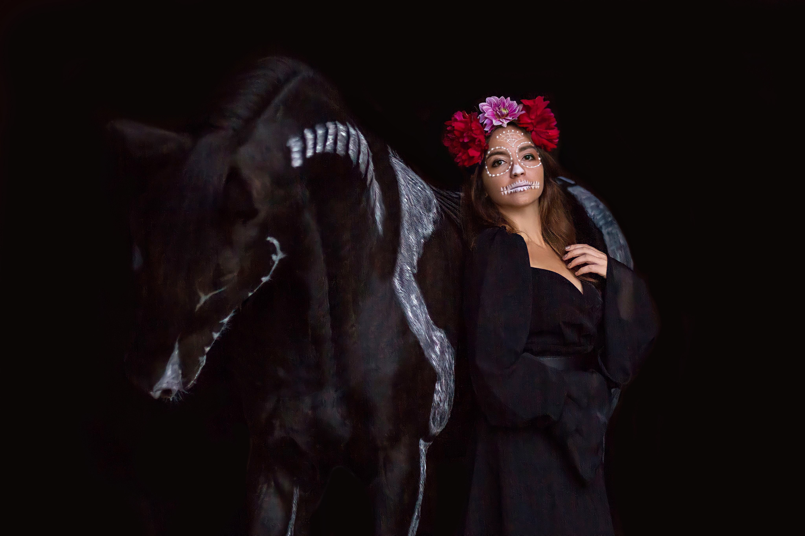 Хэллоуин фотосессия с лошадью