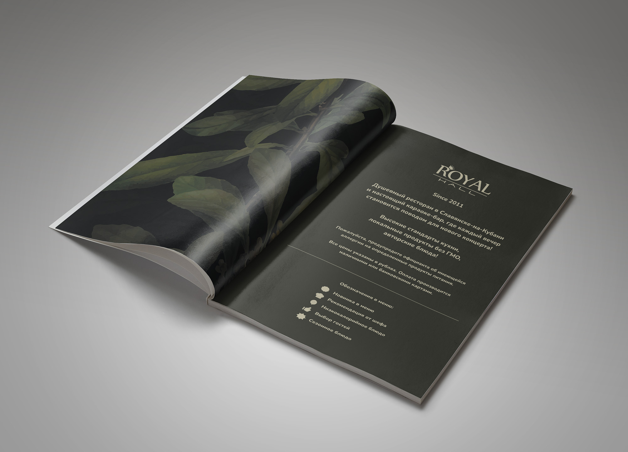 Печатное меню. Ирина Михайлова фуд-фотограф