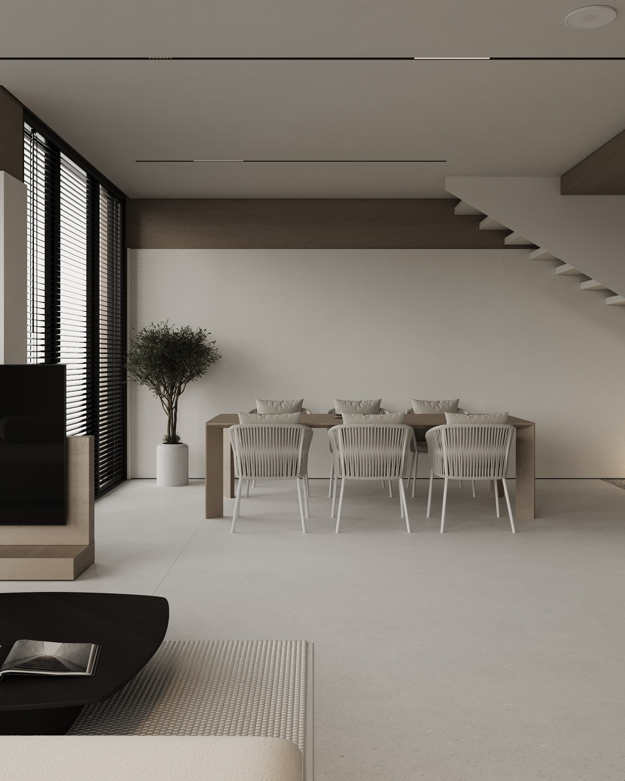 Living room and kitchen. Denis Konarev | Architectural Visualization Studio