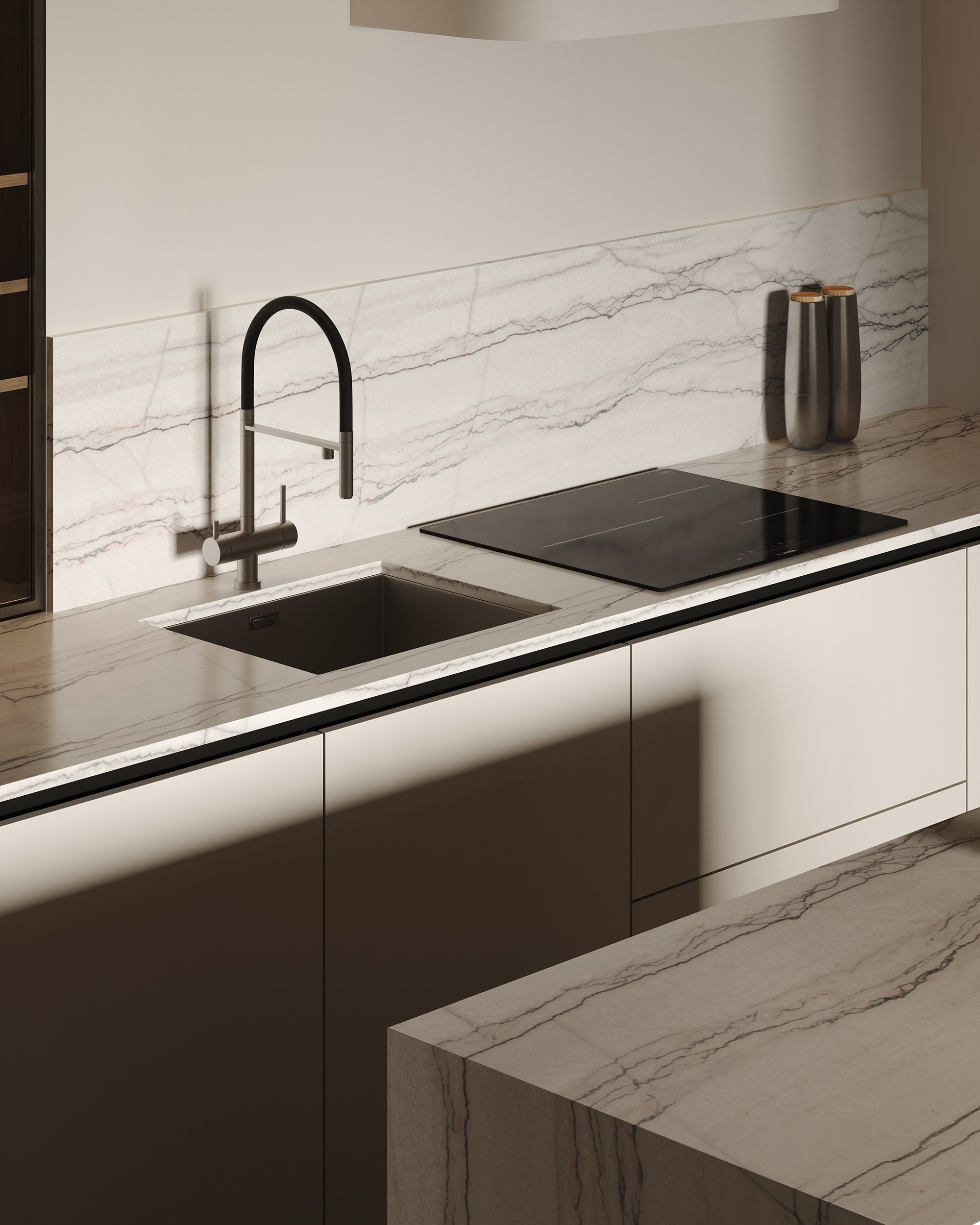 Кухня-гостиная ЖК «Парк столиц». 3D визуализация интерьера Надежда Соколова