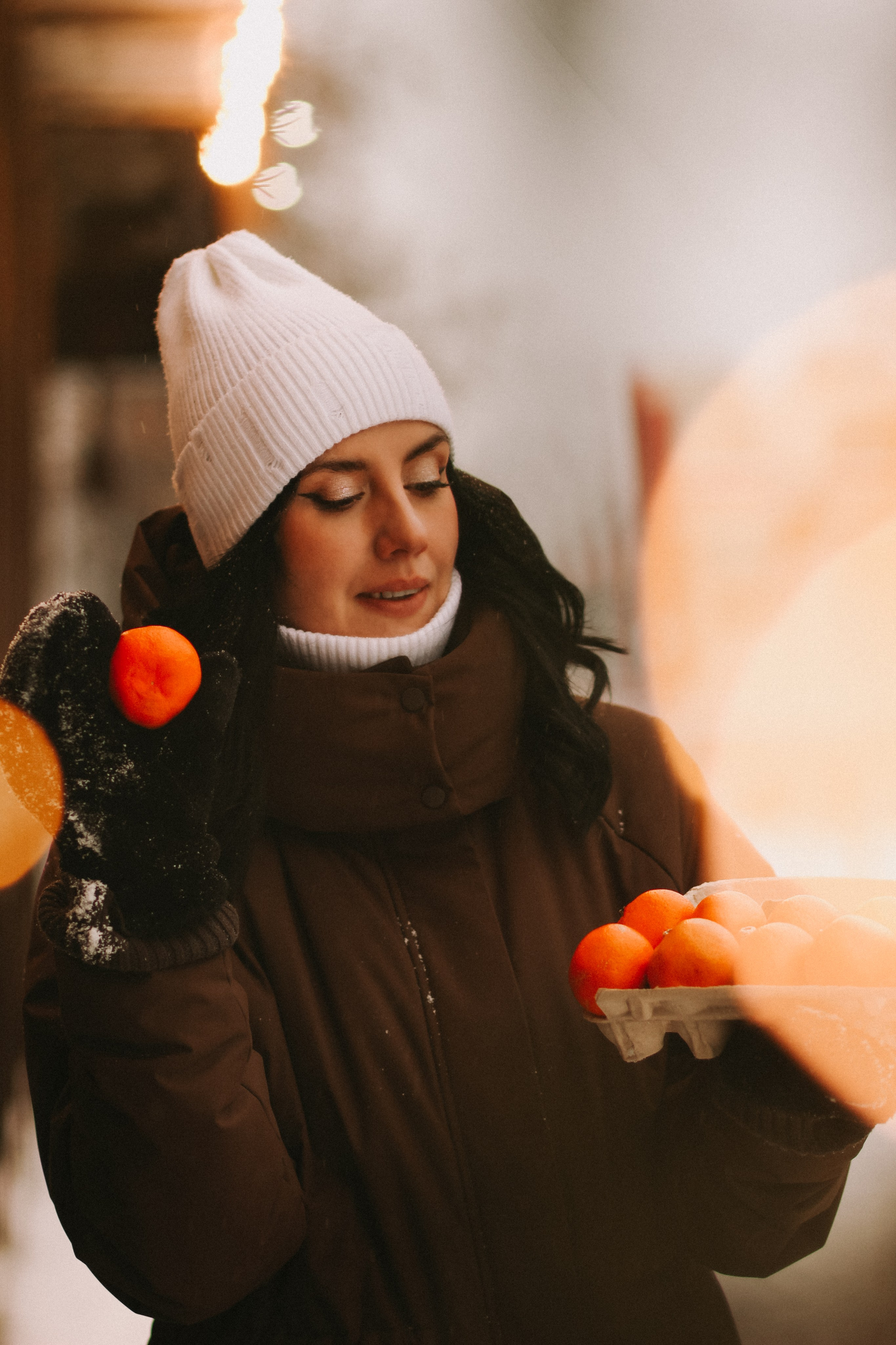Мороз, мандарины и боке. Фотограф Красноярск